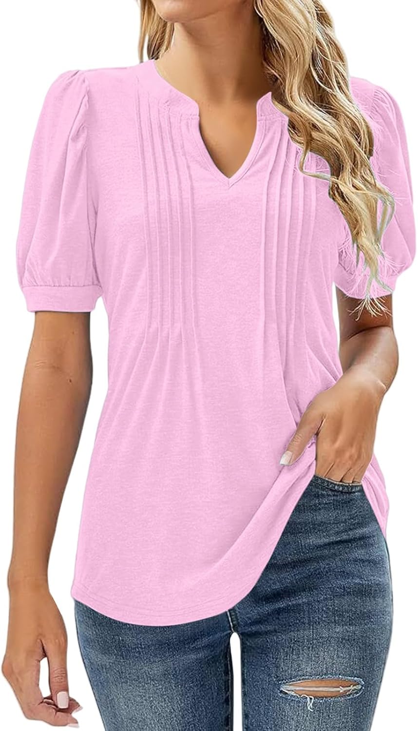 Short Sleeve Tunic Tops for Women Loose Blouse V Neck Floral Tshirts Casual Lantern Sleeves Dressy Basic Top Short Sleeve Tunic Tops for Women Loose Blouse V Neck Floral Tshirts Casual Lantern Sleeves Dressy Basic Top