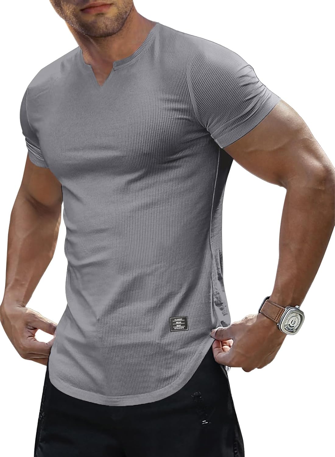 JMIERR Mens Muscle Slim T Shirt V-Neck Longline Henley Shirt Gym Workout Athletic Tee Shirts JMIERR Mens Muscle Slim T Shirt V-Neck Longline Henley Shirt Gym Workout Athletic Tee Shirts