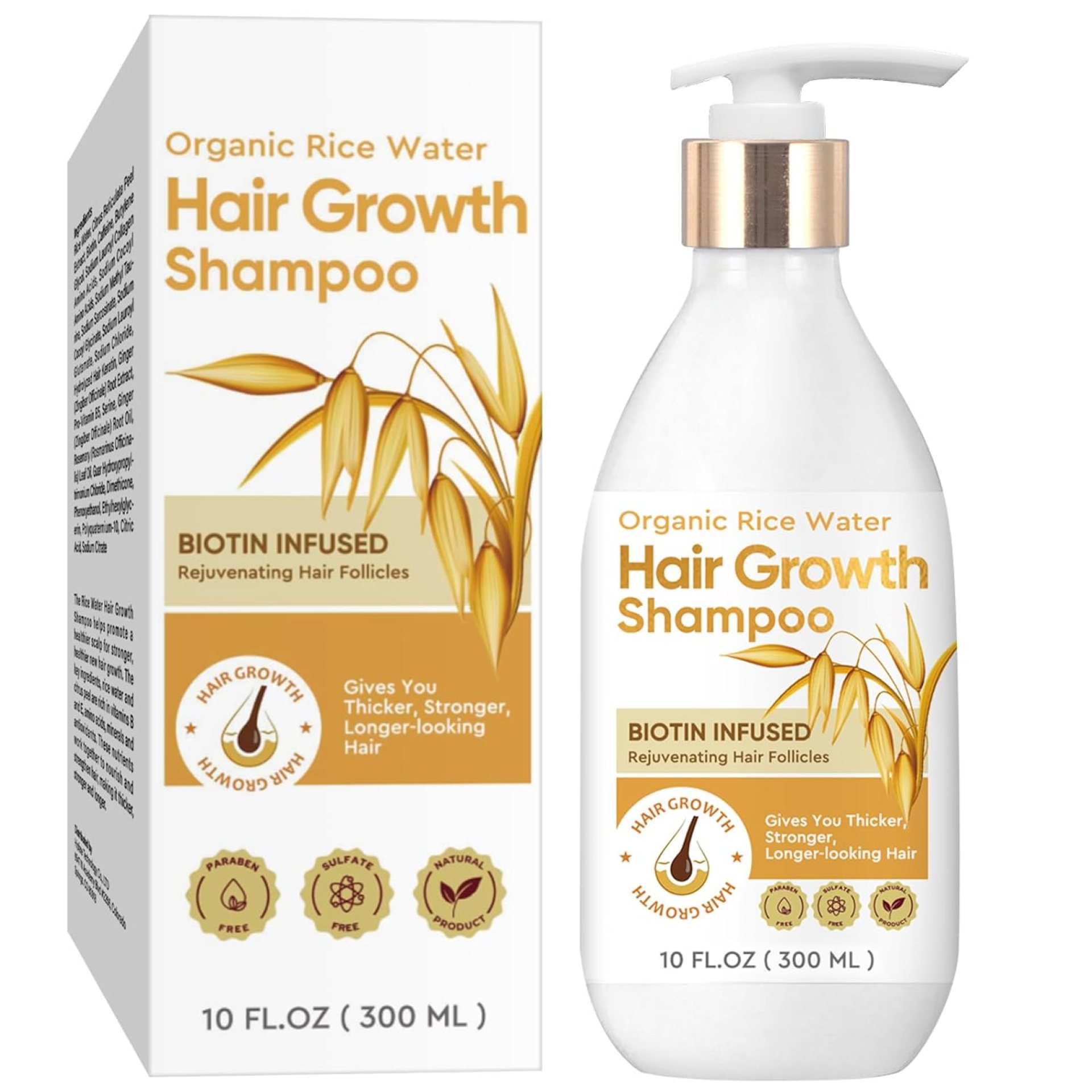 Rice Water for Hair Growth, Natural Fermented Rice Water Shampoo with Biotin, Caffeine, Rosemary for Hair Thicker and Strength, Promote Hair Regrowth, 10 Fl Oz Rice Water for Hair Growth, Natural Fermented Rice Water Shampoo with Biotin, Caffeine, Rosemary for Hair Thicker and Strength, Promote Hair Regrowth, 10 Fl Oz