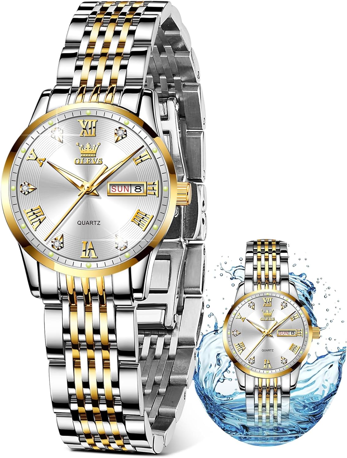 OLEVS Luxury Ladies Watches,Women’s Watch with Day and Date,Female Watch for Small Wrist,Gold Stainless Steel Watches for Women,Easy Read Ladies Wrist Watches Waterproof(Adjustable Strap OLEVS Luxury Ladies Watches,Women’s Watch with Day and Date,Female Watch for Small Wrist,Gold Stainless Steel Watches for Women,Easy Read Ladies Wrist Watches Waterproof(Adjustable Strap