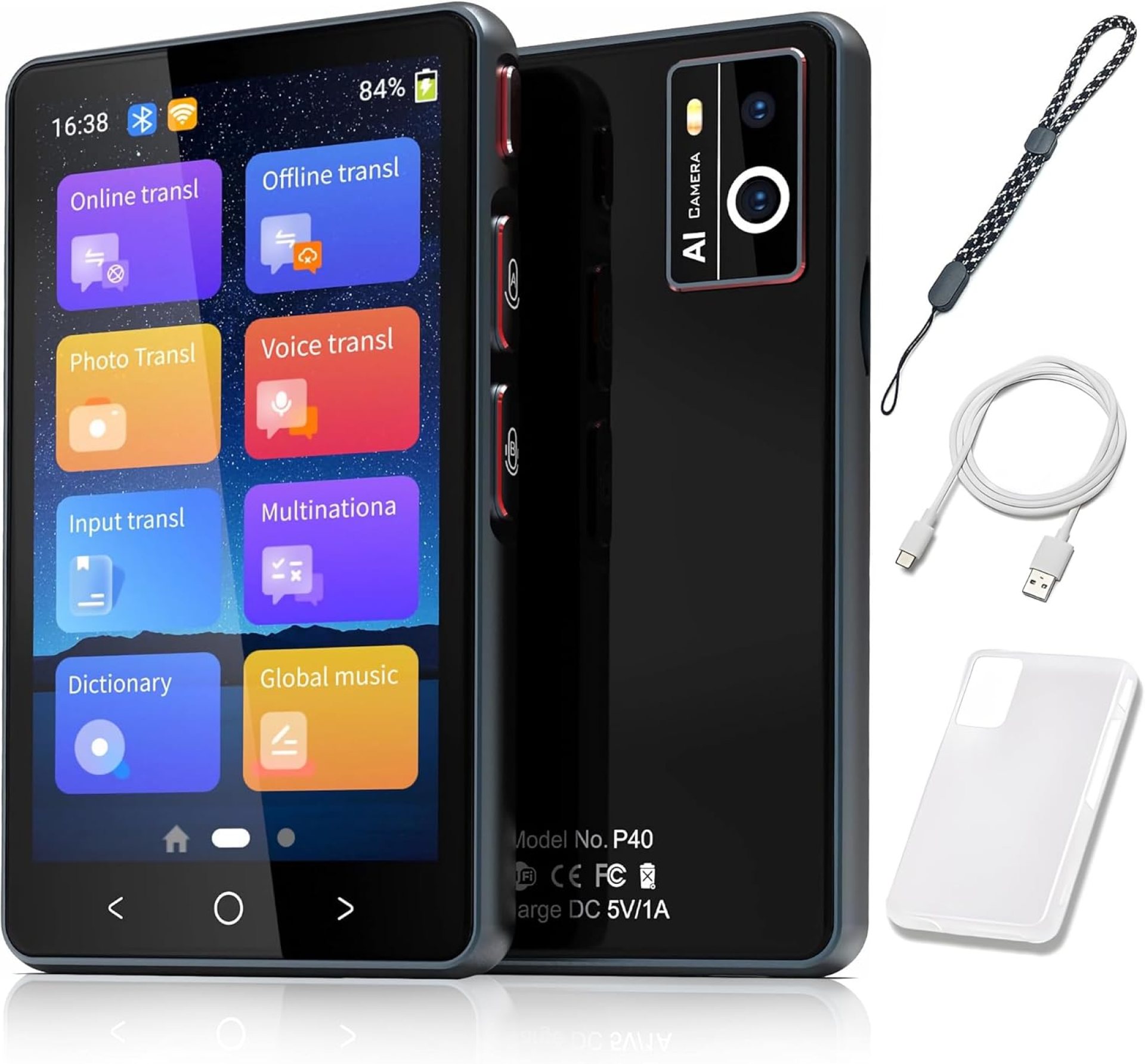 Language Translator Device, Instant Translation No WiFi Needed, Two Way Real-Time Voice Translation, Accurate Offline Recording, Photo Translation for Travel, Business, and Study (Black, P40) Language Translator Device, Instant Translation No WiFi Needed, Two Way Real-Time Voice Translation, Accurate Offline Recording, Photo Translation for Travel, Business, and Study (Black, P40)