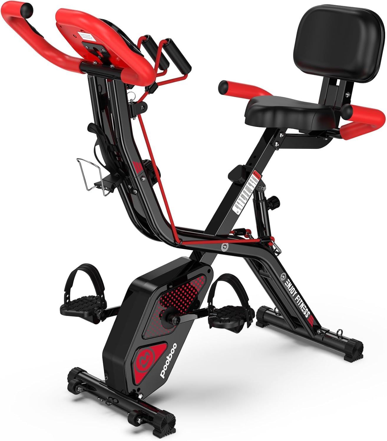 pooboo Folding Exercise Bike, Foldable Fitness Stationary Bike Machine, Upright Indoor Cycling Bike, Magnetic X-Bike with 8-Level Adjustable Resistance, Bottle Holder & Back Support Cushion for Home Gym Workout pooboo Folding Exercise Bike, Foldable Fitness Stationary Bike Machine, Upright Indoor Cycling Bike, Magnetic X-Bike with 8-Level Adjustable Resistance, Bottle Holder & Back Support Cushion for Home Gym Workout