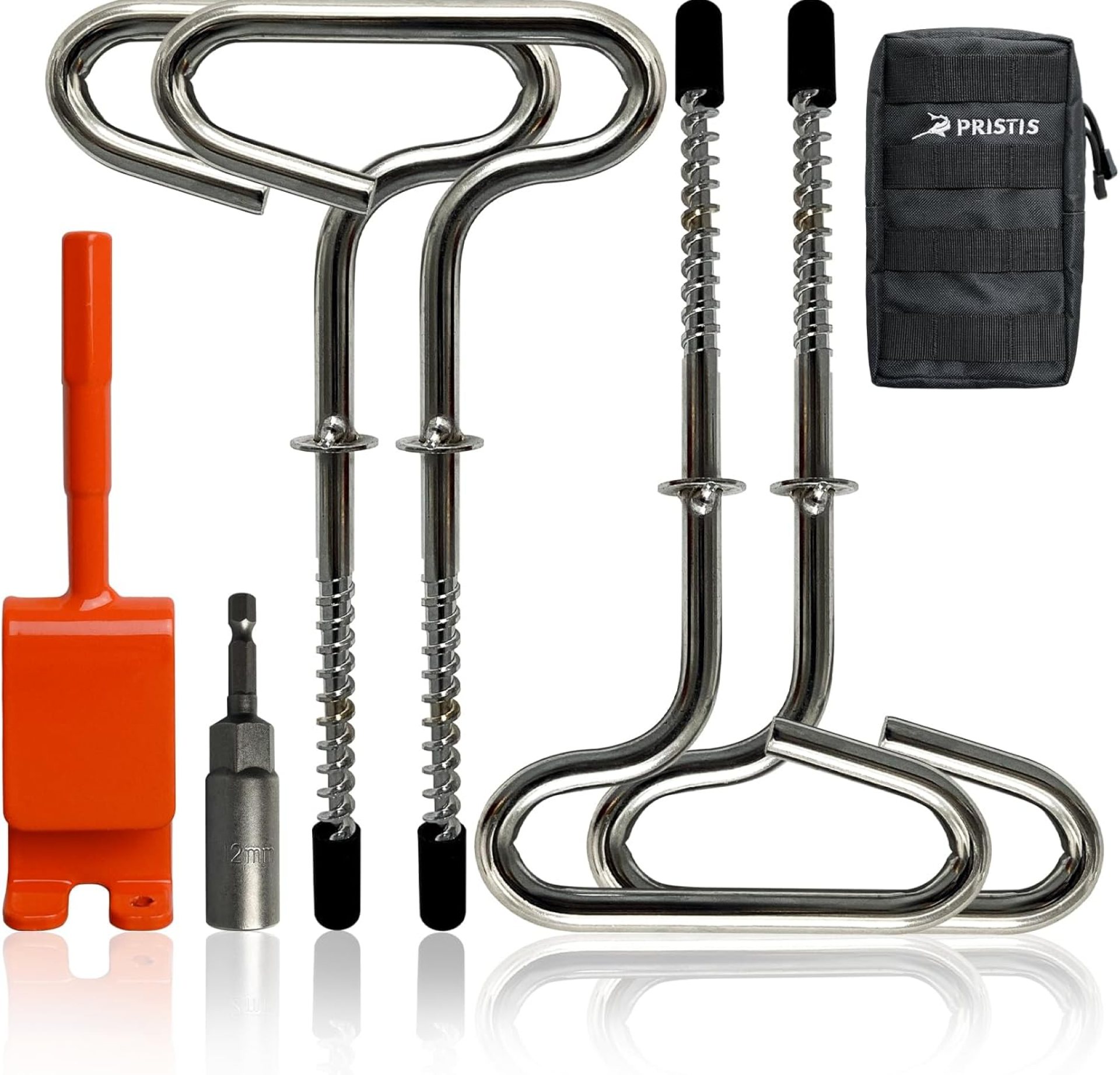 Ice Anchor Tool Kit, Ice Fishing Tent Stakes Nails with Drill Adapter, Stainless Steel Augers Accessories Set, Threaded Gear Equipment with Protective Bag for Setting Up Camping Shelter Shanty Ice Anchor Tool Kit, Ice Fishing Tent Stakes Nails with Drill Adapter, Stainless Steel Augers Accessories Set, Threaded Gear Equipment with Protective Bag for Setting Up Camping Shelter Shanty