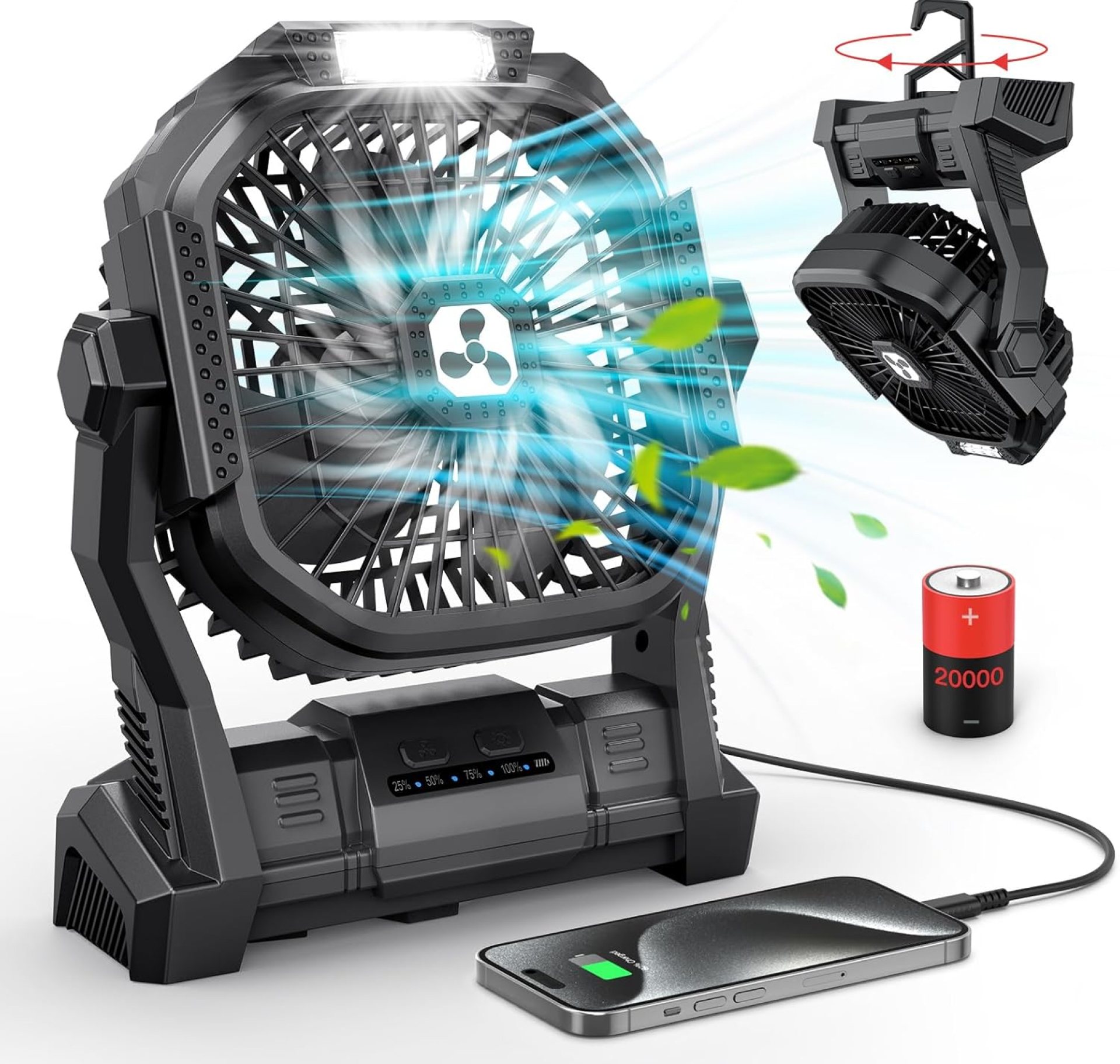 ONLYNEW Portable Fan Rechargeable, 20000mAh Cordless Battery Powered Fan with LED Lantern, USB C Battery Operated for Travel Bedroom Home Camping Tent Office Beach Desk Fishing Table ONLYNEW Portable Fan Rechargeable, 20000mAh Cordless Battery Powered Fan with LED Lantern, USB C Battery Operated for Travel Bedroom Home Camping Tent Office Beach Desk Fishing Table