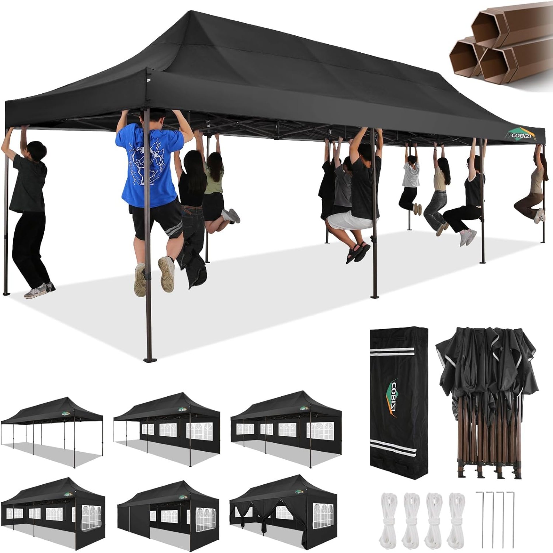 COBIZI 10×30 Pop Up Canopy Tent Heavy Duty with 8 Removable Sidewalls, Commercial Portable Tents for Parties Ez Up Canopy All-Weather Windproof & Waterproof and UPF 80+ Wedding Tent Sun Shelter COBIZI 10×30 Pop Up Canopy Tent Heavy Duty with 8 Removable Sidewalls, Commercial Portable Tents for Parties Ez Up Canopy All-Weather Windproof & Waterproof and UPF 80+ Wedding Tent Sun Shelter
