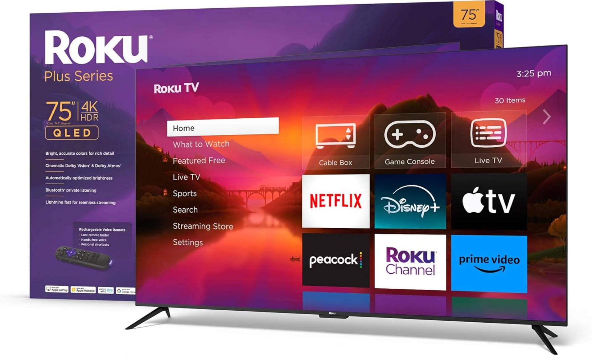 Roku Smart TV – 75-Inch Plus Series 4K QLED RokuTV with Roku Voice Remote Pro, Dolby Vision, Striking 4K Resolution, Automatic Brightness, & Seamless Streaming – Live Local News & Sports Roku Smart TV – 75-Inch Plus Series 4K QLED RokuTV with Roku Voice Remote Pro, Dolby Vision, Striking 4K Resolution, Automatic Brightness, & Seamless Streaming – Live Local News & Sports