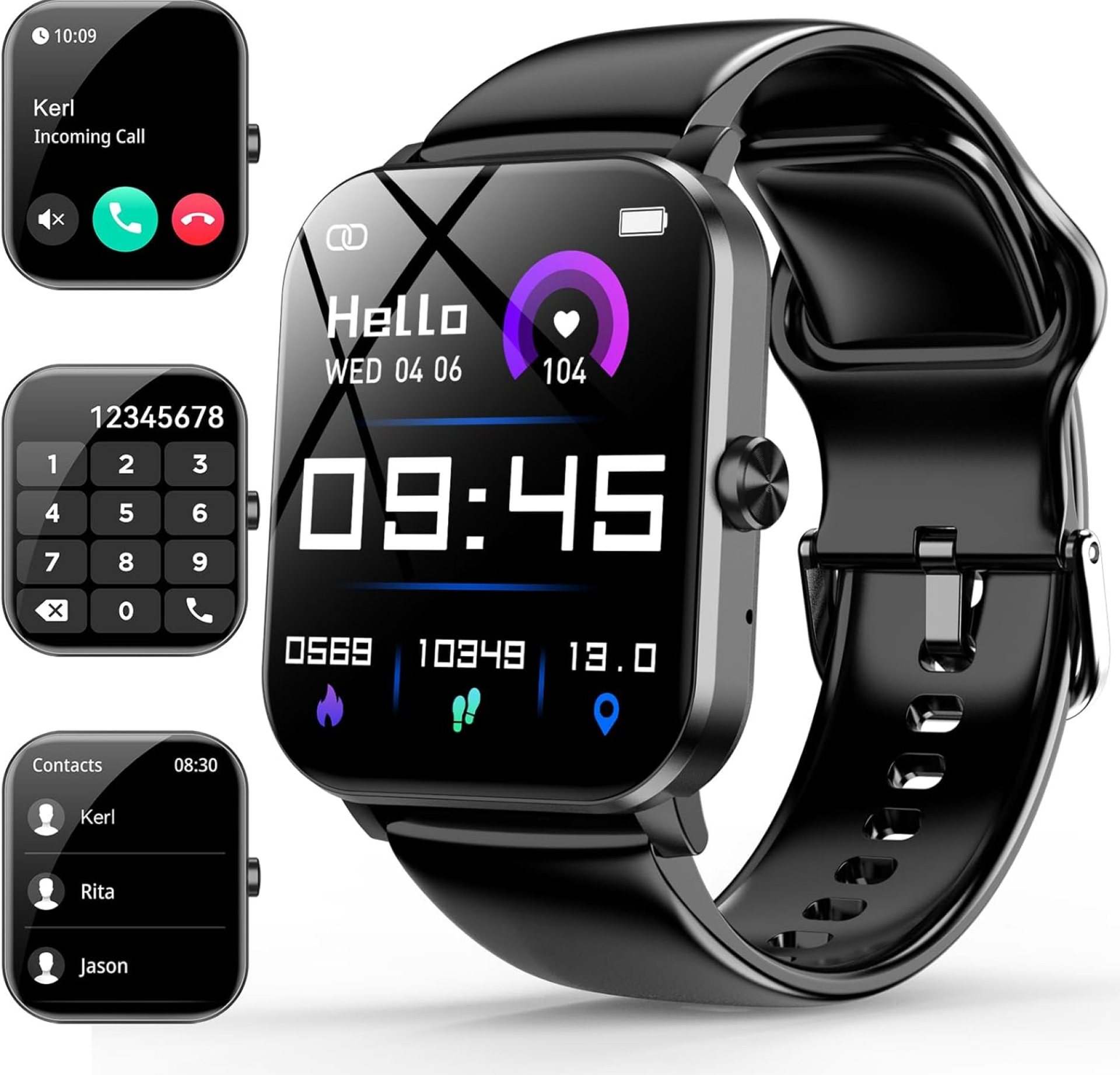 Smart Watch, 1.85″ Smartwatch for Men Women (Answer/Make Call), 120+ Sport Modes Fitness Tracker, Heart Rate, Sleep Monitor, Pedometer, IP68 Waterproof, Activity Tracker for Android iOS (Black) Smart Watch, 1.85″ Smartwatch for Men Women (Answer/Make Call), 120+ Sport Modes Fitness Tracker, Heart Rate, Sleep Monitor, Pedometer, IP68 Waterproof, Activity Tracker for Android iOS (Black)