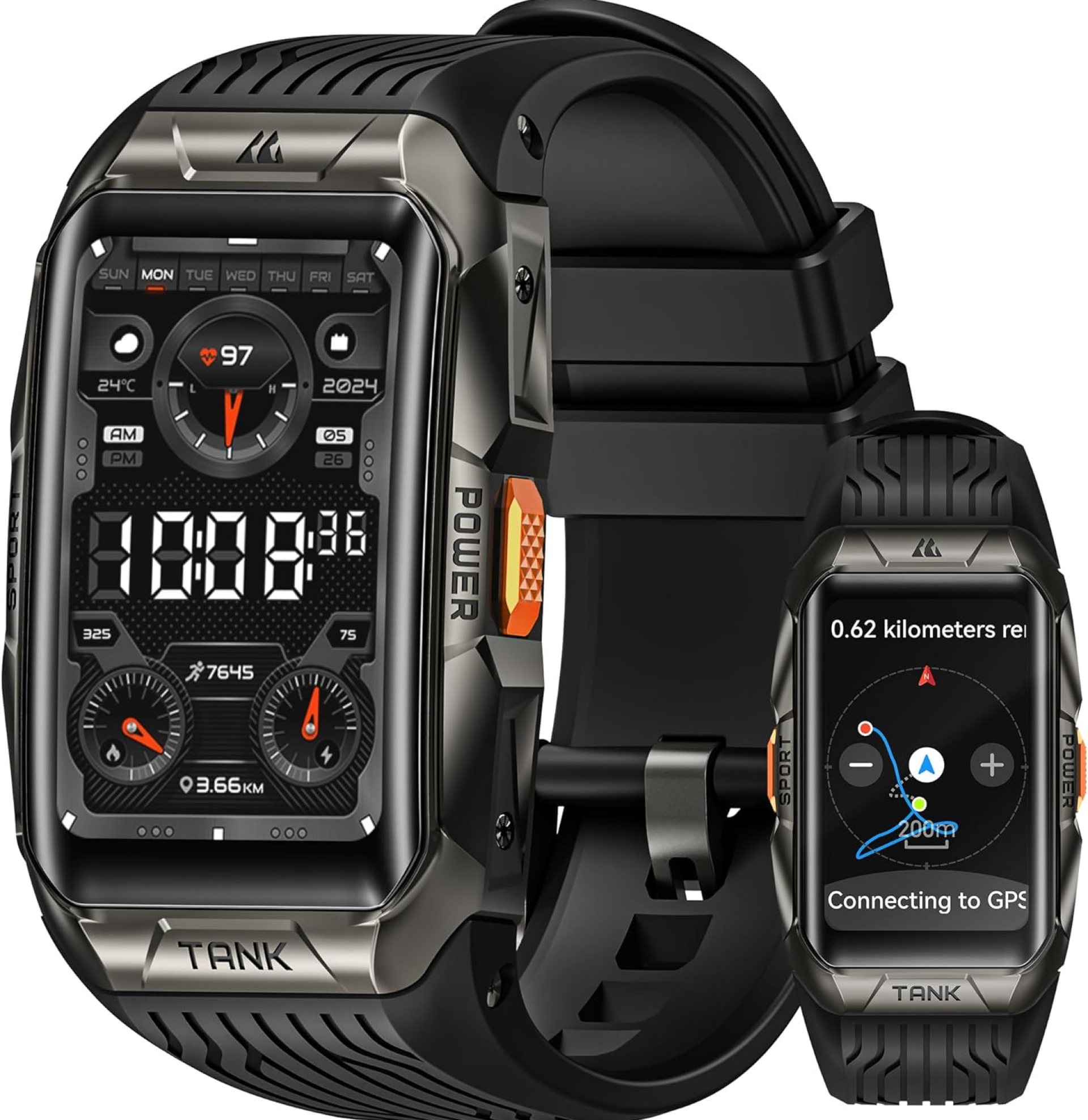 GPS Smart Watch for Men Women, 3D Curved Glass, Full Stainless Steel Body, 6 Satellite Positioning, Compass, 50M Waterproof, Answer/Make Call, 1.64″ AMOLED Screen, Compatible for Android iOS GPS Smart Watch for Men Women, 3D Curved Glass, Full Stainless Steel Body, 6 Satellite Positioning, Compass, 50M Waterproof, Answer/Make Call, 1.64″ AMOLED Screen, Compatible for Android iOS