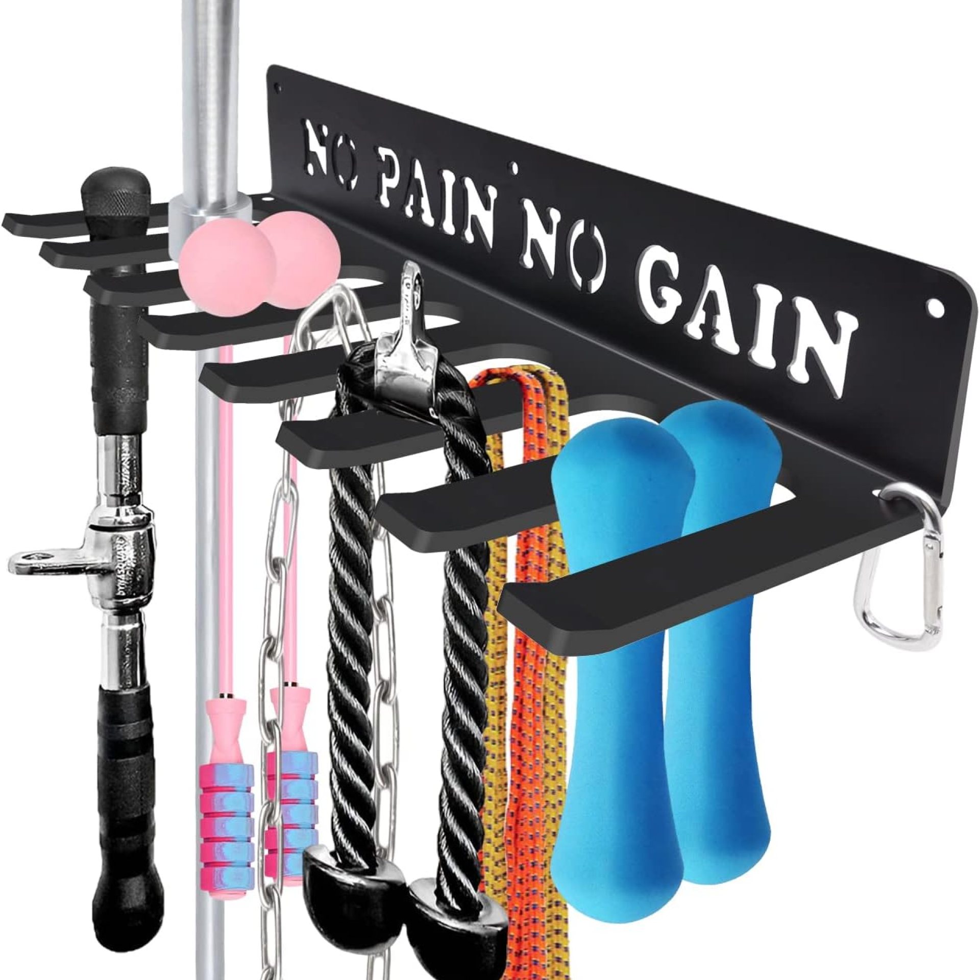 Gym Home Rack 8 Hook Heavy-Duty Wall-mounted Organizer Multi-Purpose Workout Gear Wall Hanger Storage for Resistance Bands Jump Ropes Lifting Belt Fitness Bands Barbells Carabiners Included Gym Home Rack 8 Hook Heavy-Duty Wall-mounted Organizer Multi-Purpose Workout Gear Wall Hanger Storage for Resistance Bands Jump Ropes Lifting Belt Fitness Bands Barbells Carabiners Included