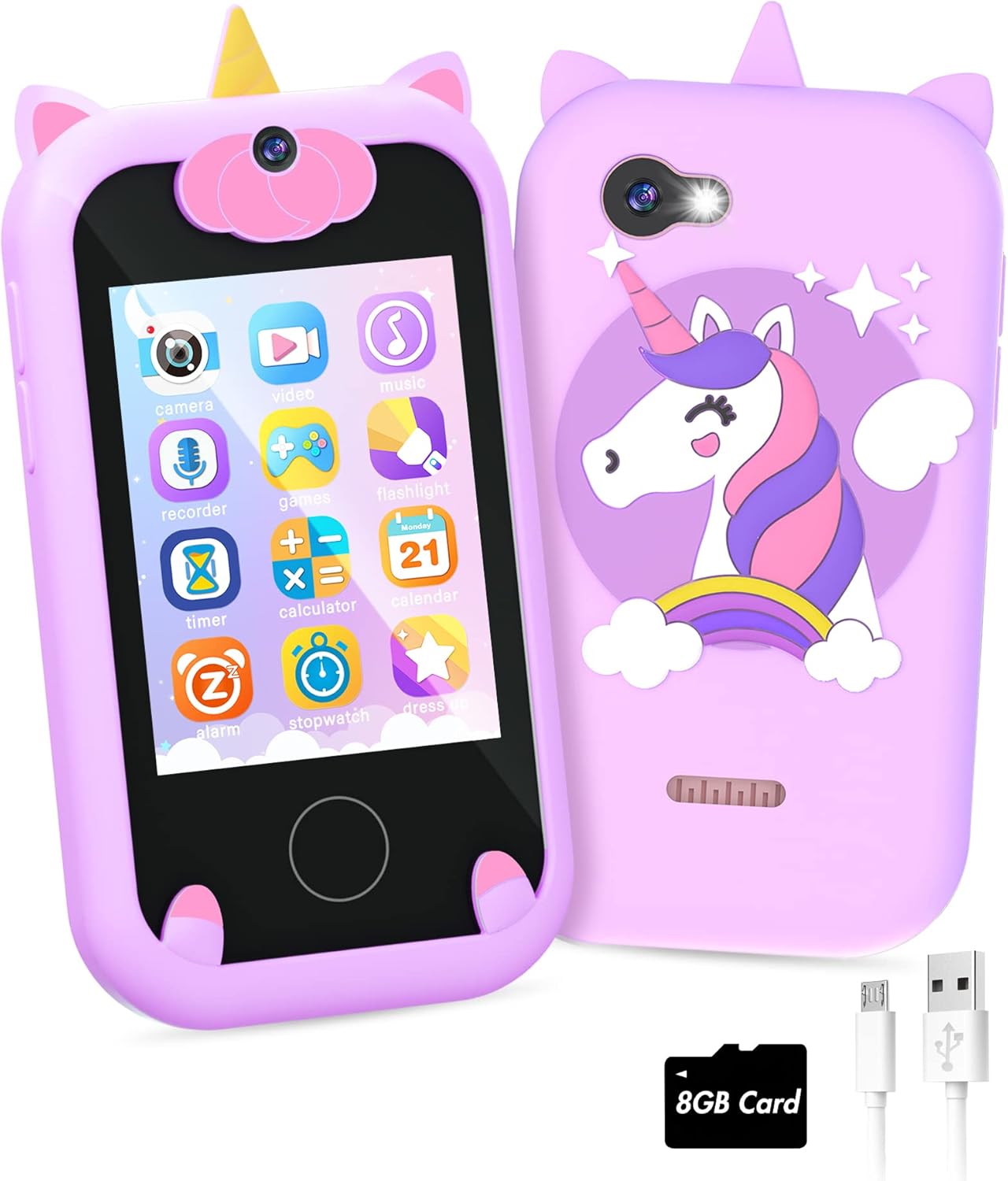 Kids Smart Phone for Girls Unicorns Gifts for Girls Toys 8-10 Years Old Phone Touchscreen Learning Toy Christmas Birthday Gifts for 3 4 5 6 7 8 9 Year Old Girls with 8G Memory Card (Purple) Kids Smart Phone for Girls Unicorns Gifts for Girls Toys 8-10 Years Old Phone Touchscreen Learning Toy Christmas Birthday Gifts for 3 4 5 6 7 8 9 Year Old Girls with 8G Memory Card (Purple)