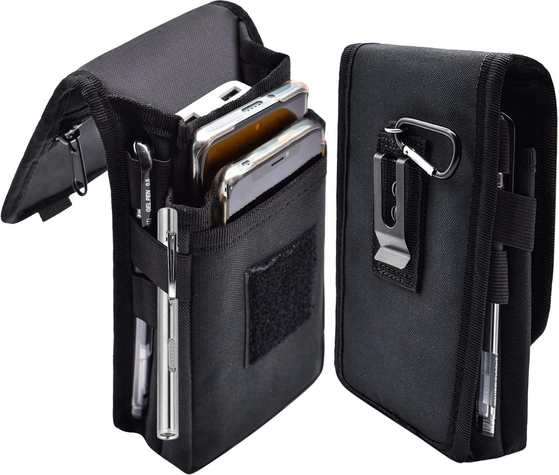 Dual Cell Phone Holder, Large Smartphone Belt Pouch, Tactical Multi-Purpose Holder for Work, Hiking, Camping, BBQ, Rescue (Black, L) Dual Cell Phone Holder, Large Smartphone Belt Pouch, Tactical Multi-Purpose Holder for Work, Hiking, Camping, BBQ, Rescue (Black, L)