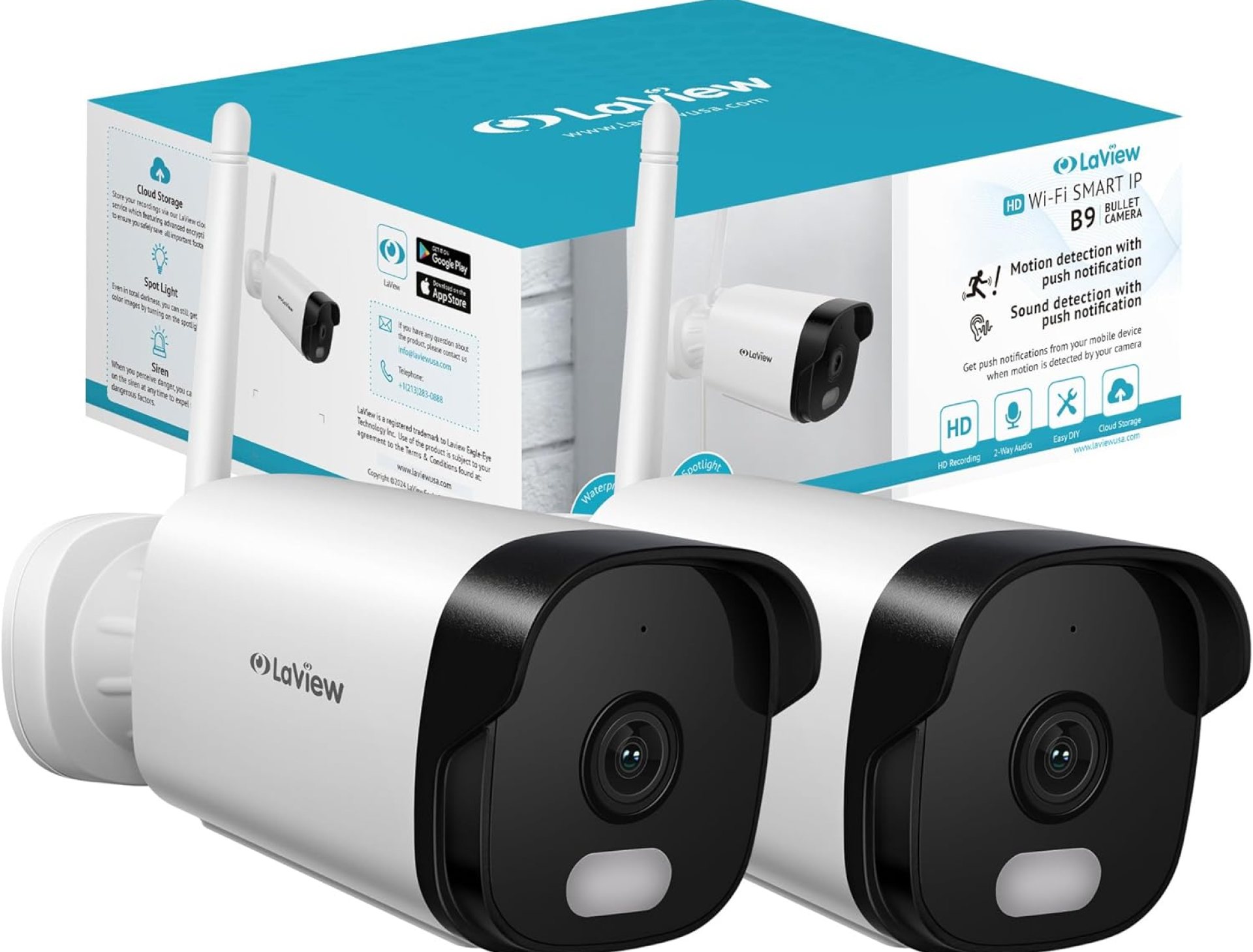 LaView 4K Outdoor Security Cameras,8MP HD Cameras for Home Security with AI Human Detection,IP65 Waterproof,2-Way Talk,Clear Night Vision,2.4G WiFi,SD Card Slot&US Cloud Storage,Work with Alexa(2pcs) LaView 4K Outdoor Security Cameras,8MP HD Cameras for Home Security with AI Human Detection,IP65 Waterproof,2-Way Talk,Clear Night Vision,2.4G WiFi,SD Card Slot&US Cloud Storage,Work with Alexa(2pcs)