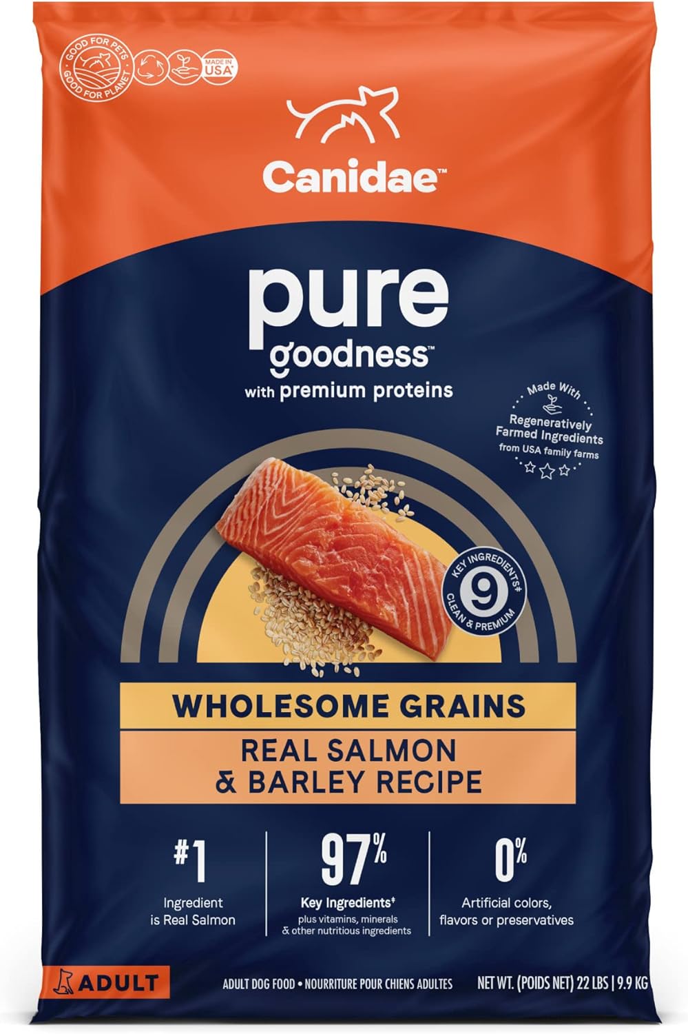 Canidae Pure Grain Free Adult Dry Dog Food, Real Salmon & Barley, 22 lbs. Canidae Pure Grain Free Adult Dry Dog Food, Real Salmon & Barley, 22 lbs.
