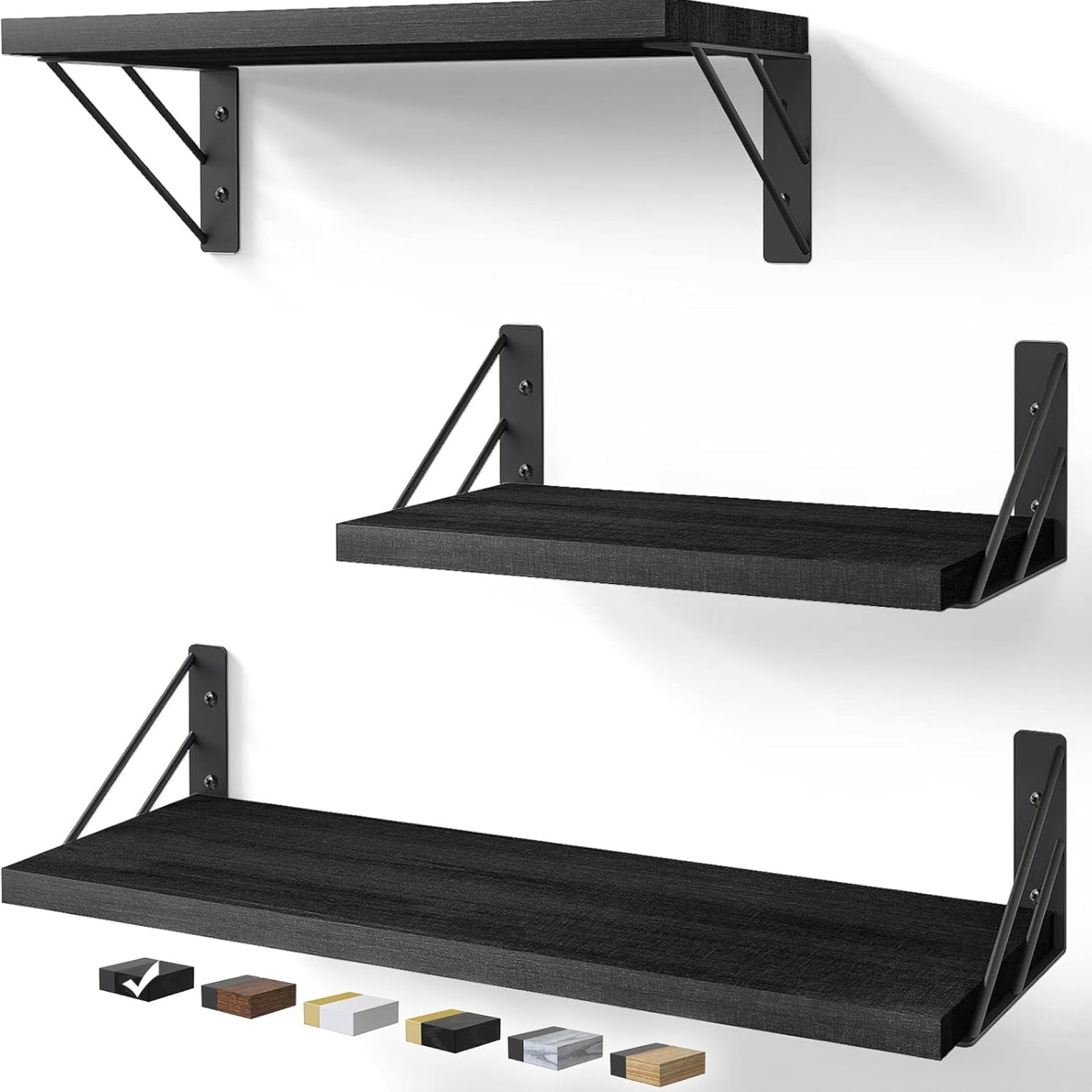 BAYKA Wall Shelves for Bedroom Decor, Floating Wall Shelves for Living Room Kitchen Storage, Wall Mounted Rustic Wood Floating Shelves for Kids Books, Corner Shelves for Bathroom, Office(Set of 3) BAYKA Wall Shelves for Bedroom Decor, Floating Wall Shelves for Living Room Kitchen Storage, Wall Mounted Rustic Wood Floating Shelves for Kids Books, Corner Shelves for Bathroom, Office(Set of 3)