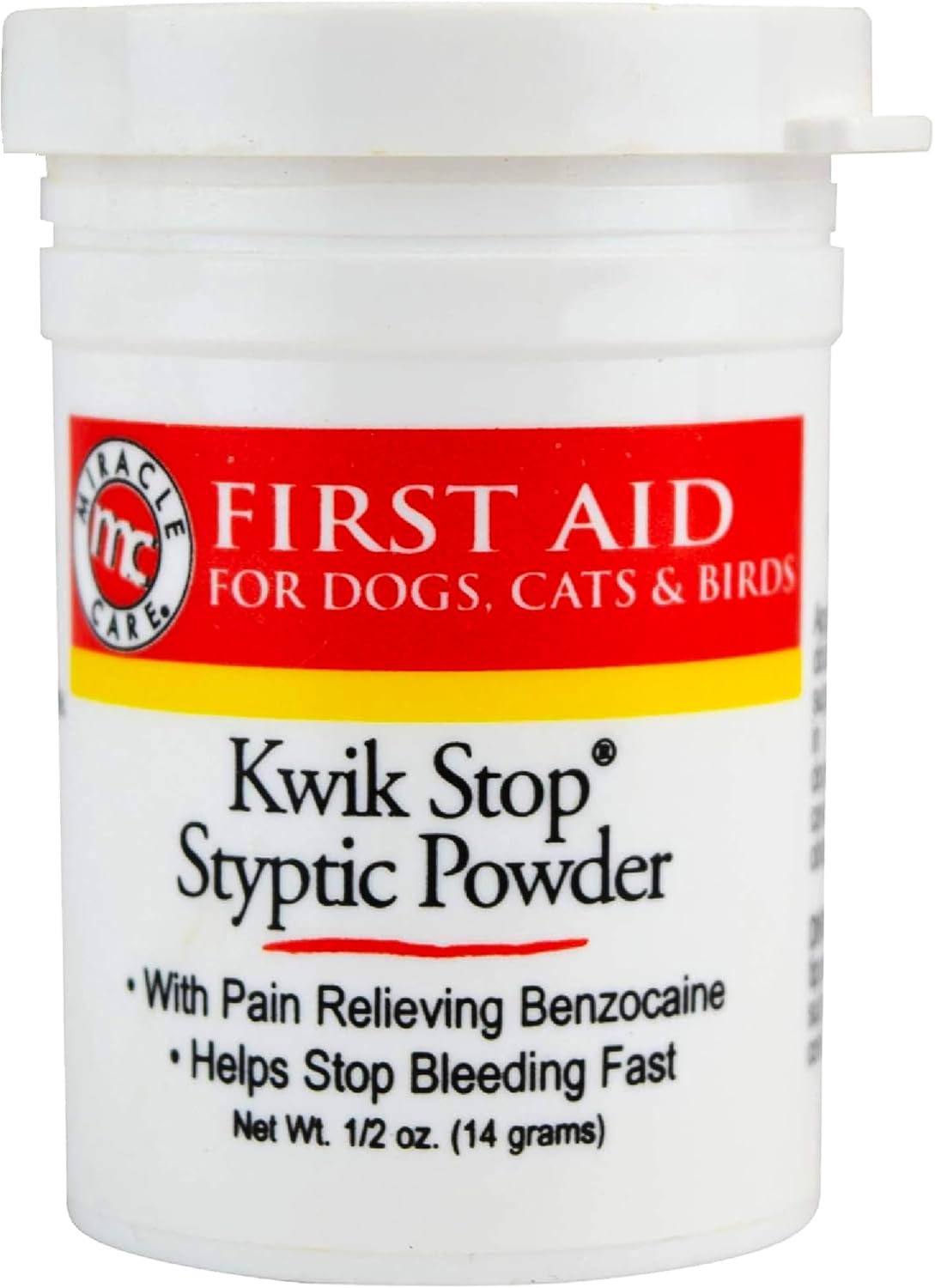 Miracle Care Kwik Stop Styptic Powder For Dogs, Cats, and Birds, Fast-Acting Blood Stop Powder For Pets, Quick Stop Bleeding Powder For Dog Nail Clipping and Minor Cuts, 0.5 oz. Miracle Care Kwik Stop Styptic Powder For Dogs, Cats, and Birds, Fast-Acting Blood Stop Powder For Pets, Quick Stop Bleeding Powder For Dog Nail Clipping and Minor Cuts, 0.5 oz.
