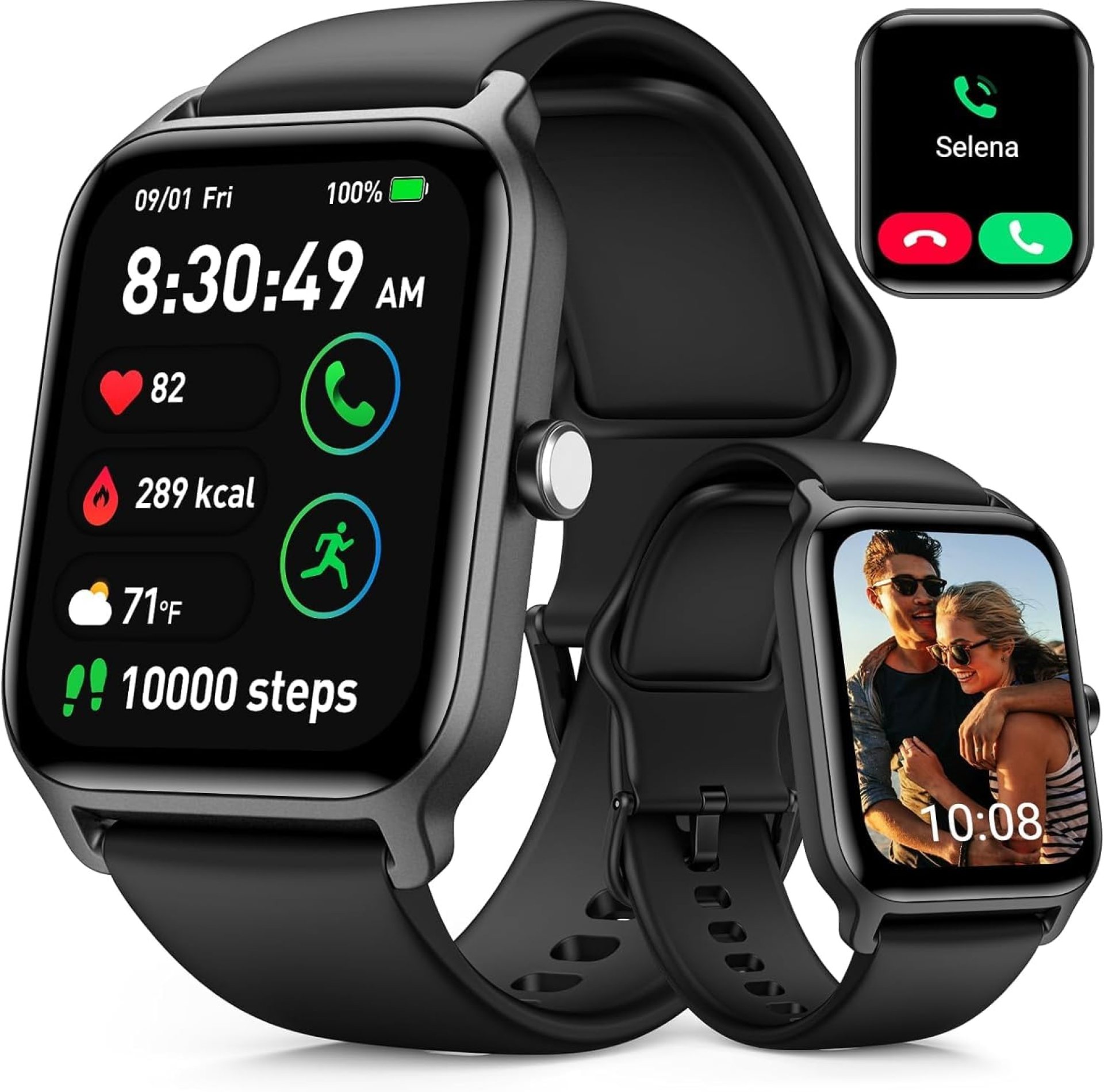 Smart Watches for Women and Men, iOS Android Phones Compatible, Waterproof Fitness Tracker Smart Watch with Call, Alexa, Heart Rate/Spo2 Monitoring, Sleep Tracking, Gifts Ideas, 1.8 Inches (Black) Smart Watches for Women and Men, iOS Android Phones Compatible, Waterproof Fitness Tracker Smart Watch with Call, Alexa, Heart Rate/Spo2 Monitoring, Sleep Tracking, Gifts Ideas, 1.8 Inches (Black)