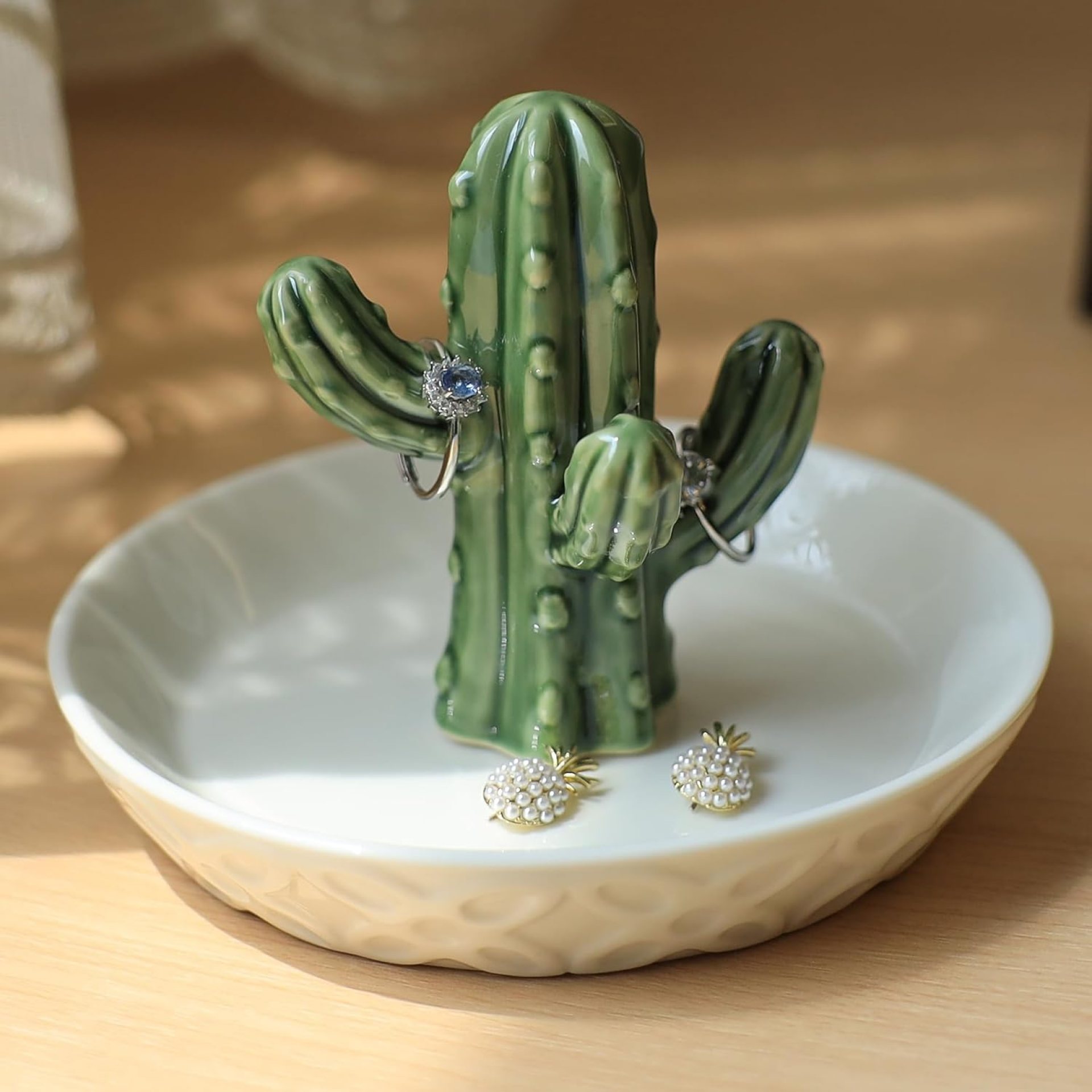 HOME SMILE Ceramic Cactus Ring Holder Cactus Ring Dish for Jewelry Cactus Decor for Friend Sister Birthday Wedding Anniversary Bridal Engagement Valentine’s Gift for Women HOME SMILE Ceramic Cactus Ring Holder Cactus Ring Dish for Jewelry Cactus Decor for Friend Sister Birthday Wedding Anniversary Bridal Engagement Valentine’s Gift for Women