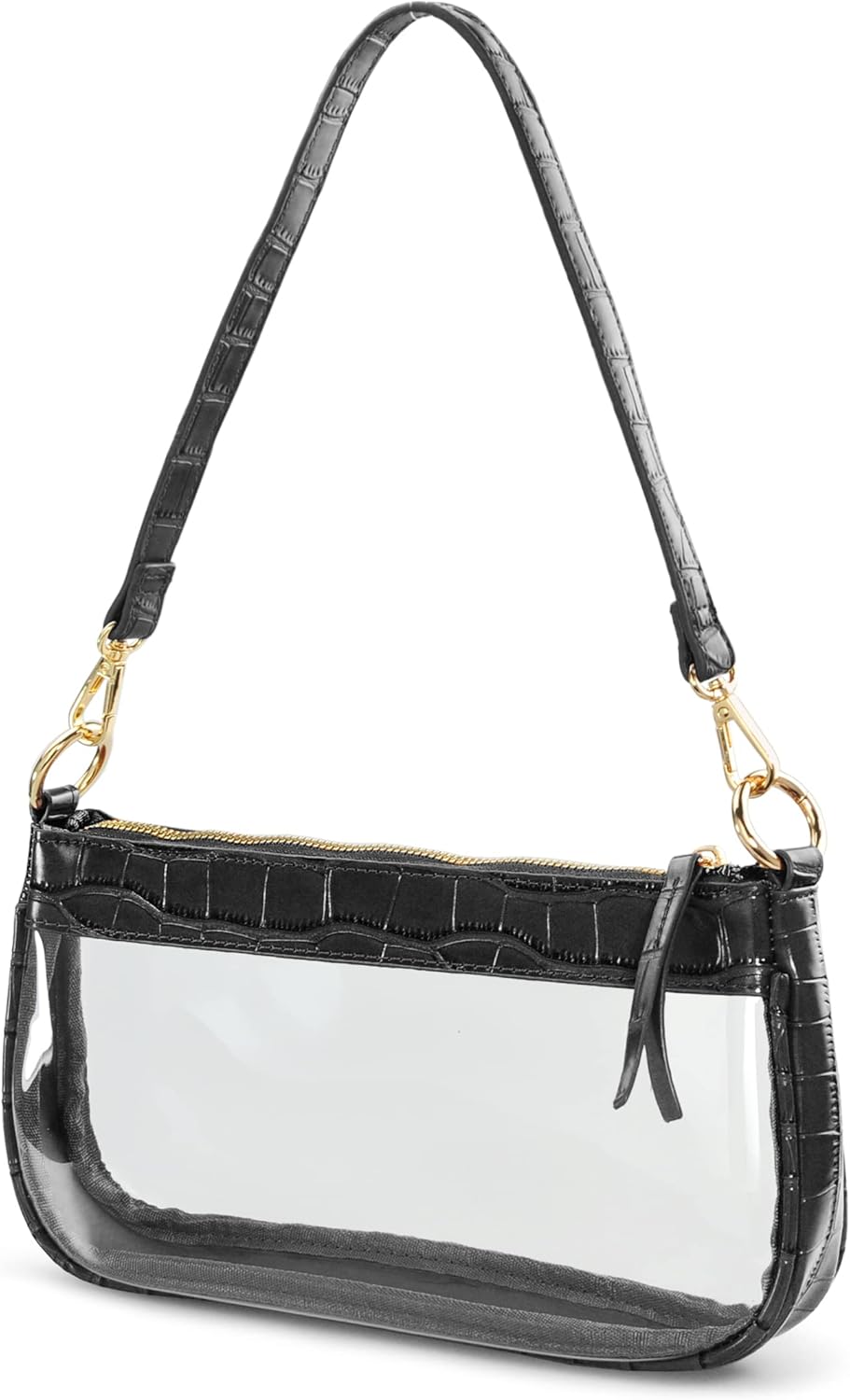 Clear Shoulder Handbag PVC Classic 90s Purse Women Vegan Leather Crocodile Crossbody Bag Clear Shoulder Handbag PVC Classic 90s Purse Women Vegan Leather Crocodile Crossbody Bag
