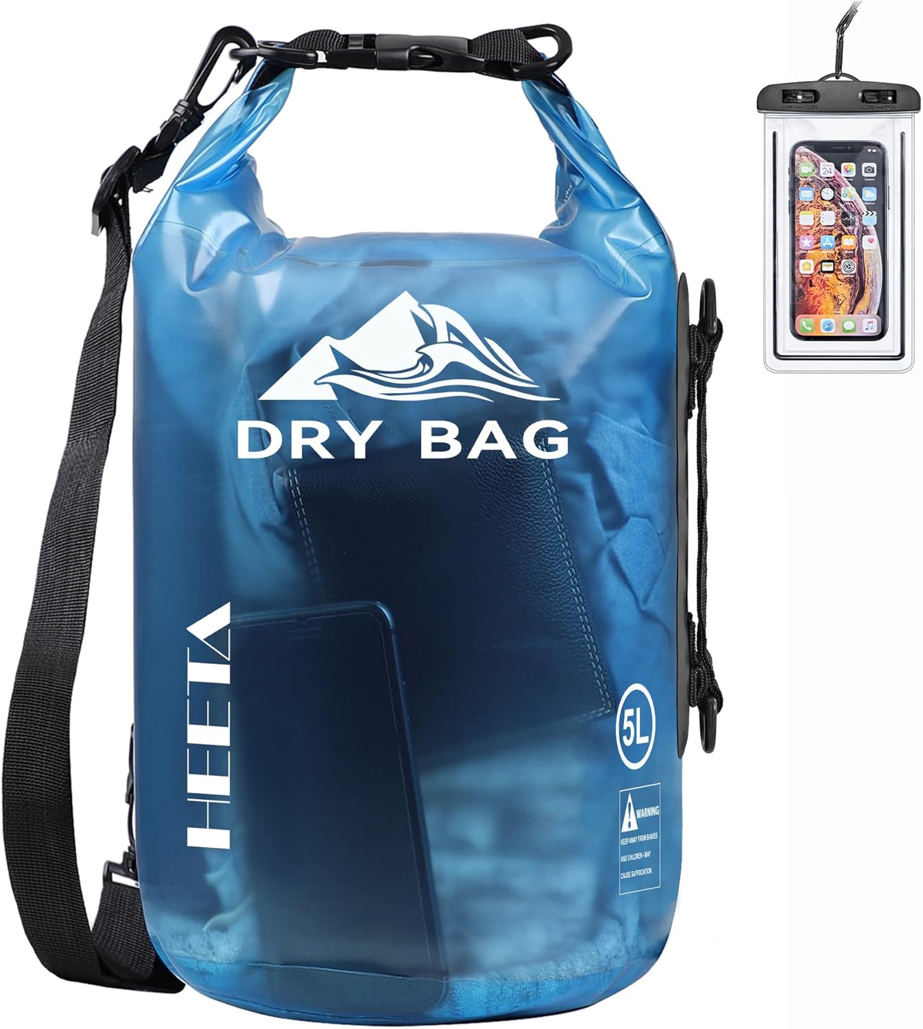 HEETA Dry Bag Waterproof for Women Men, 5L/10L/20L/30L/40L Roll Top Lightweight Dry Storage Bag Backpack with Phone Case for Travel, Swimming, Boating, Kayaking, Camping & Beach, 11 Transparent Colors HEETA Dry Bag Waterproof for Women Men, 5L/10L/20L/30L/40L Roll Top Lightweight Dry Storage Bag Backpack with Phone Case for Travel, Swimming, Boating, Kayaking, Camping & Beach, 11 Transparent Colors