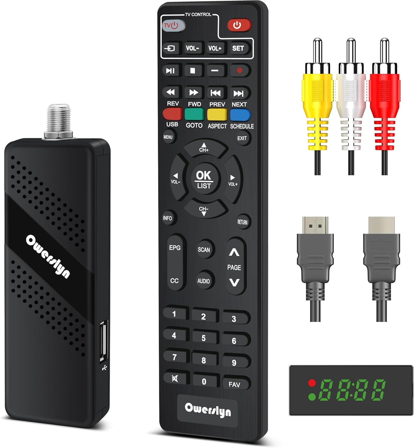 2025 Upgraded Digital Converter Box for TV, OWERSLYN Invisible ATSC Cabal Box with TV Tuner, DVR Recording & Playback, USB Media Player, HDMI/AV Output 1080P, Timer, Set Top Box, 2in 1 Remote 2025 Upgraded Digital Converter Box for TV, OWERSLYN Invisible ATSC Cabal Box with TV Tuner, DVR Recording & Playback, USB Media Player, HDMI/AV Output 1080P, Timer, Set Top Box, 2in 1 Remote