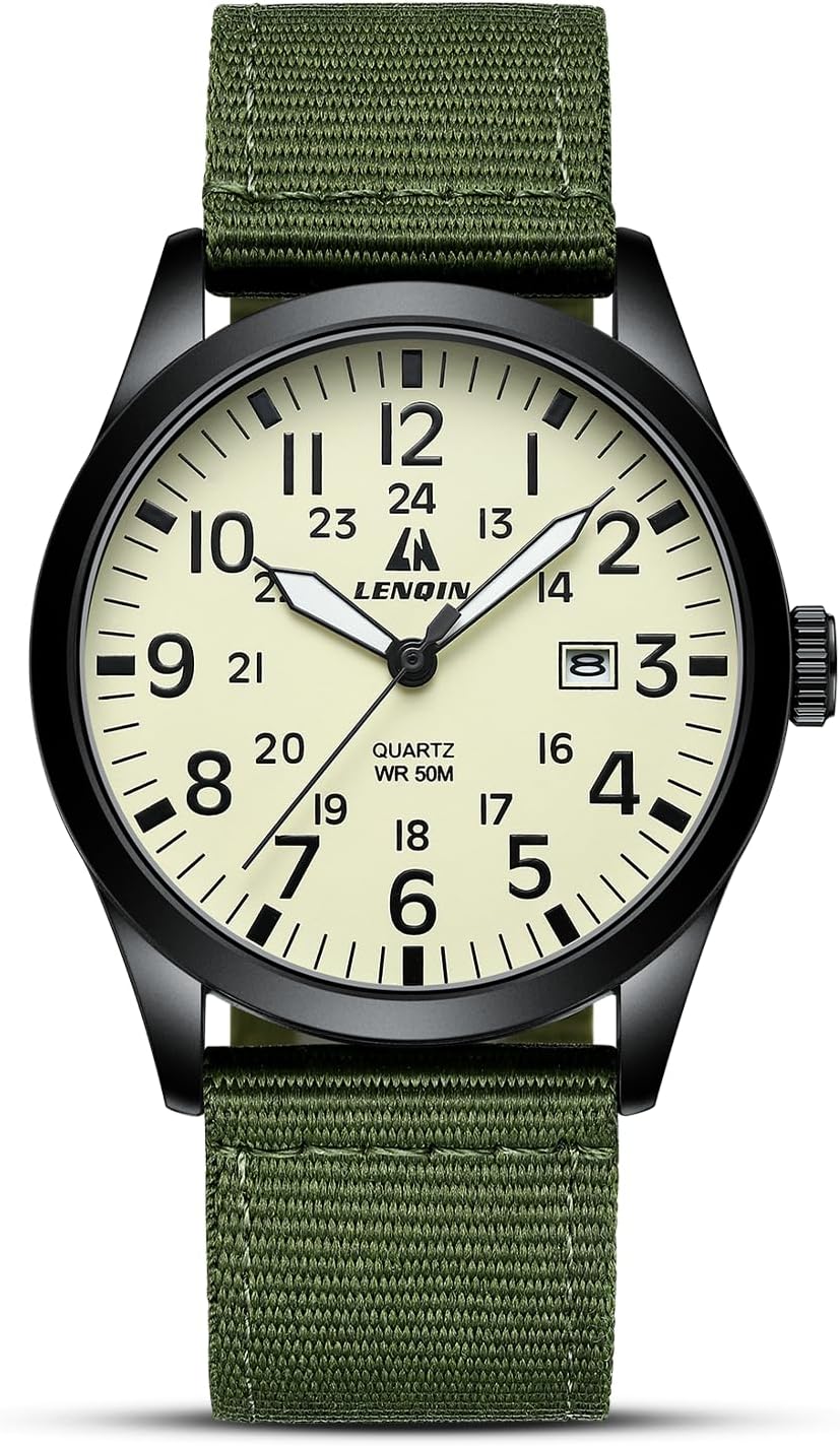 LN LENQIN Mens Watches Unisex Military Sport Nylon Strap Stylish Luminous Fashion Analog Quartz Watch for Men Waterproof Army Tactical Casual Wristwatch LN LENQIN Mens Watches Unisex Military Sport Nylon Strap Stylish Luminous Fashion Analog Quartz Watch for Men Waterproof Army Tactical Casual Wristwatch