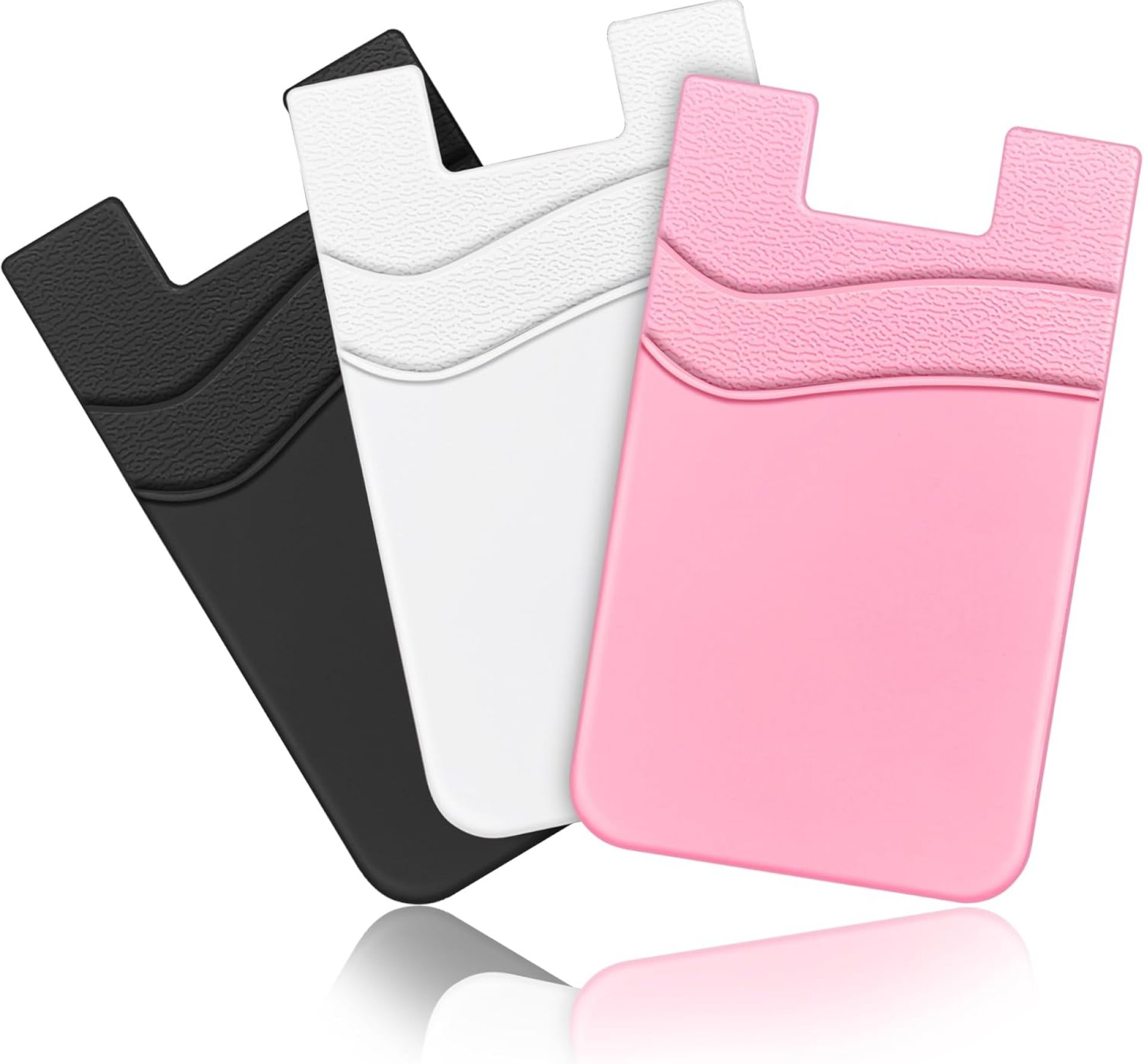 SHANSHUI Phone Card Holder, Double Silicone Wallet Stick On Credit Card Holder for Almost All Smartphones (Pink, White, Black/3pcs) SHANSHUI Phone Card Holder, Double Silicone Wallet Stick On Credit Card Holder for Almost All Smartphones (Pink, White, Black/3pcs)