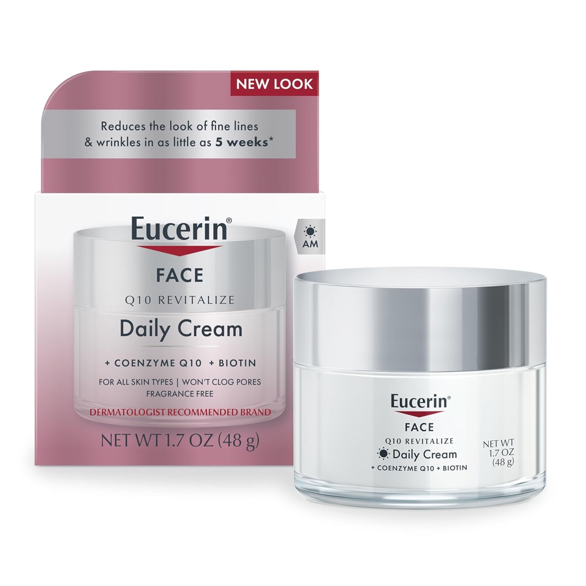 Eucerin Q10 Anti-Wrinkle Face Cream, Unscented Face Cream for Sensitive Skin, 1.7 Oz Jar Eucerin Q10 Anti-Wrinkle Face Cream, Unscented Face Cream for Sensitive Skin, 1.7 Oz Jar