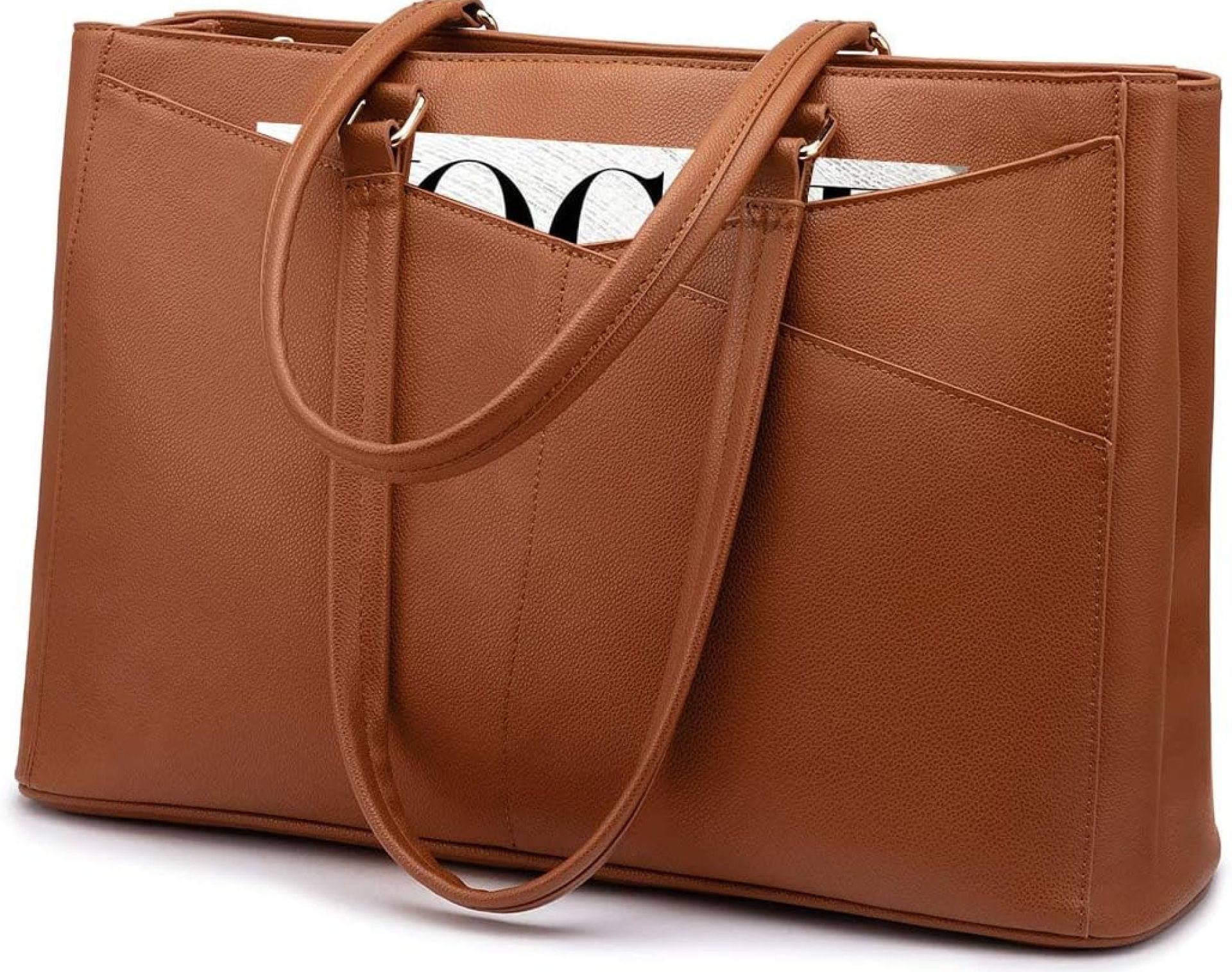 Laptop Tote Bag for Women 15.6 Inch Waterproof Leather Computer Bags Women Business Office Work Bag Briefcase Brown Laptop Tote Bag for Women 15.6 Inch Waterproof Leather Computer Bags Women Business Office Work Bag Briefcase Brown