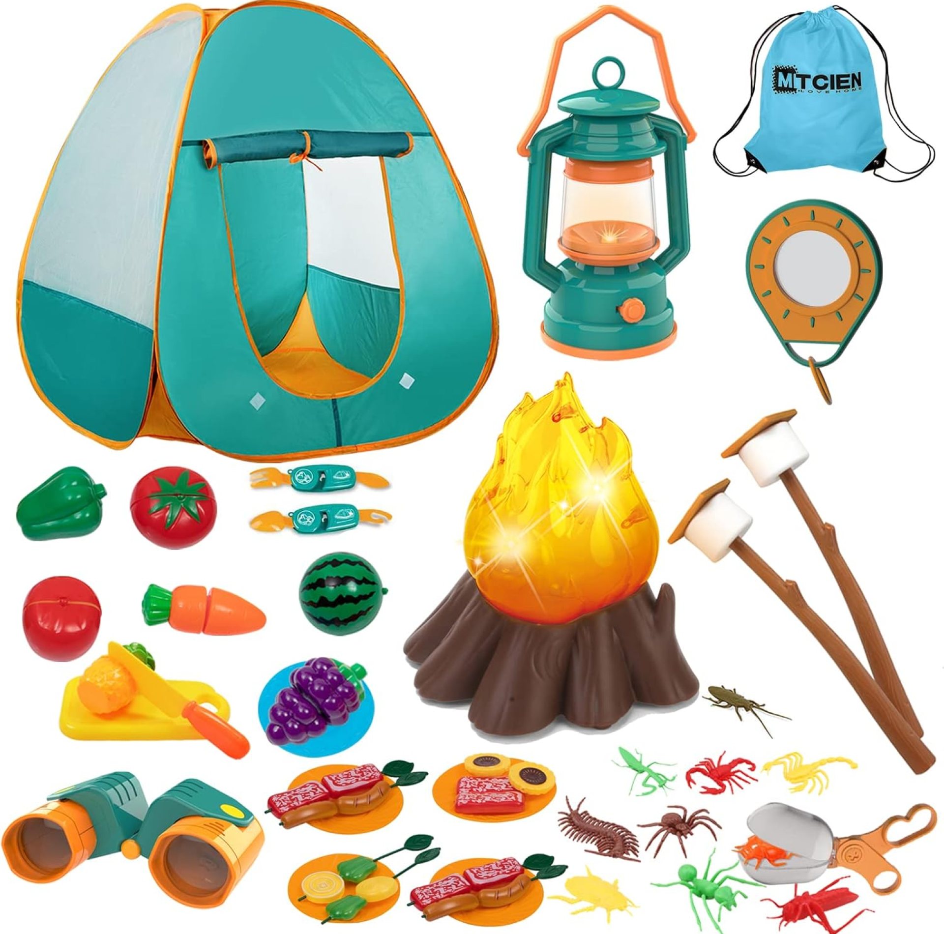 Mitcien Kids Camping Gear Set with Play Tent, Pretend Campfire, Fruits, Marshmallow, Camping Toys for Toddlers, Boys & Girls – Indoor & Outdoor Explore & Adventure Mitcien Kids Camping Gear Set with Play Tent, Pretend Campfire, Fruits, Marshmallow, Camping Toys for Toddlers, Boys & Girls – Indoor & Outdoor Explore & Adventure