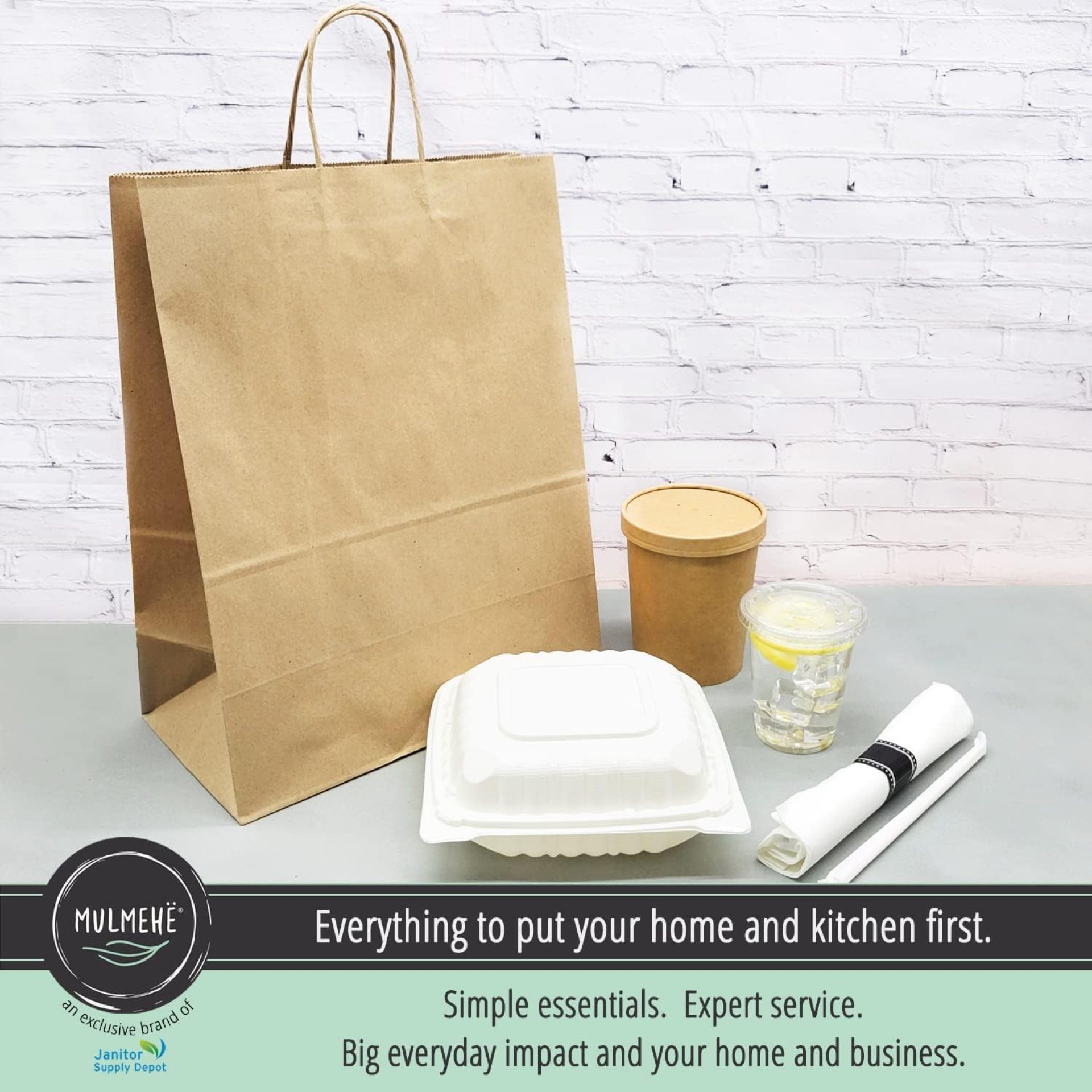 MULMEHË Retail Grocery Bags, Brown Kraft Paper, Handles, 25 Pack, 12″ x 7″ x 17″, Made in America MULMEHË Retail Grocery Bags, Brown Kraft Paper, Handles, 25 Pack, 12″ x 7″ x 17″, Made in America