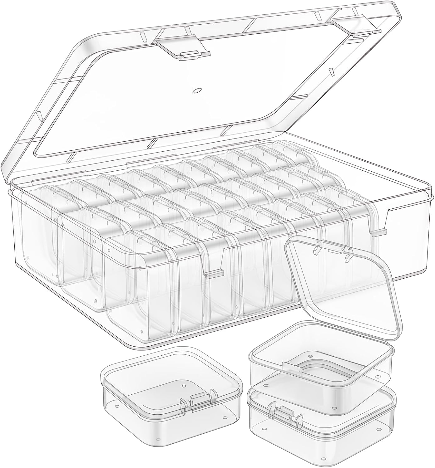 Mathtoxyz Bead Organizer Box, 31Pcs Small Bead Organizers and Storage Plastic Cases Mini Clear Bead Storage Containers Boxes with Hinged Lid and Rectangle for Bracelet Making DIY Jewelry Craft Nail Mathtoxyz Bead Organizer Box, 31Pcs Small Bead Organizers and Storage Plastic Cases Mini Clear Bead Storage Containers Boxes with Hinged Lid and Rectangle for Bracelet Making DIY Jewelry Craft Nail