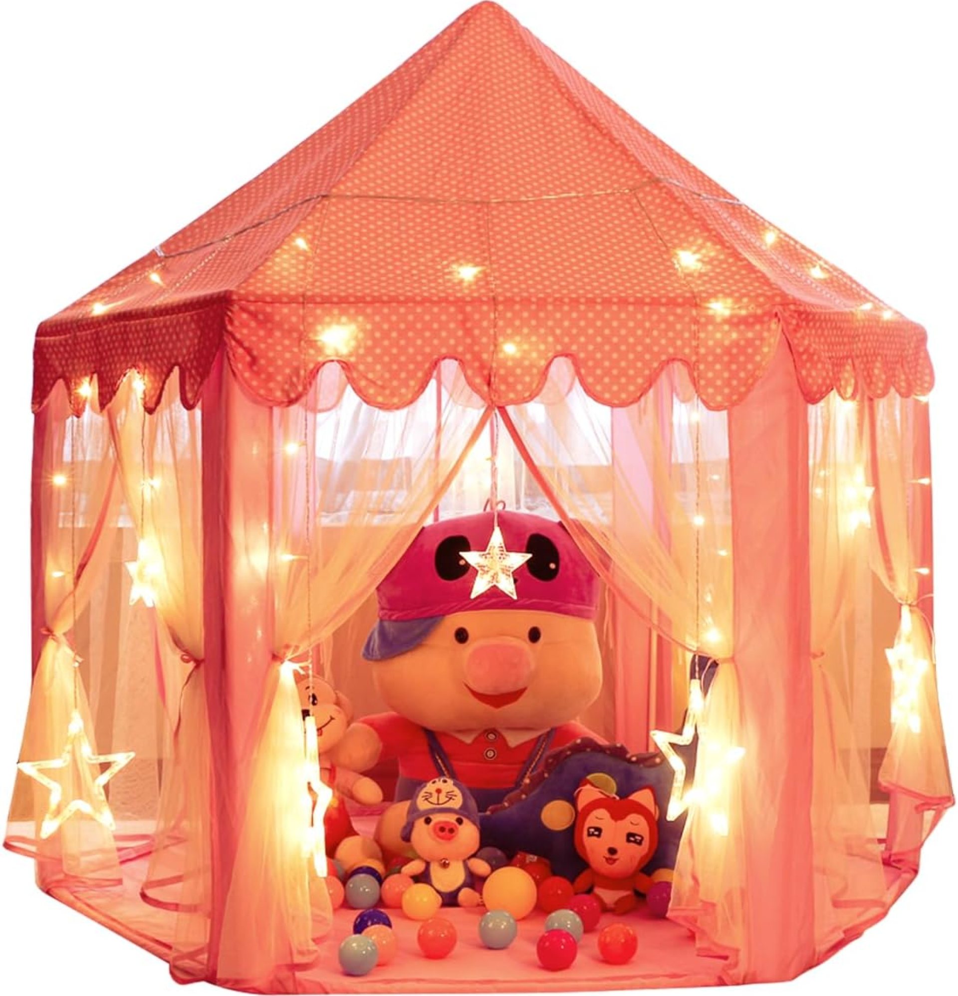 Monobeach Princess Castle Play Tent for Girls – Large 55” x 53” Playhouse with Star Lights for Indoor and Outdoor Play Monobeach Princess Castle Play Tent for Girls – Large 55” x 53” Playhouse with Star Lights for Indoor and Outdoor Play