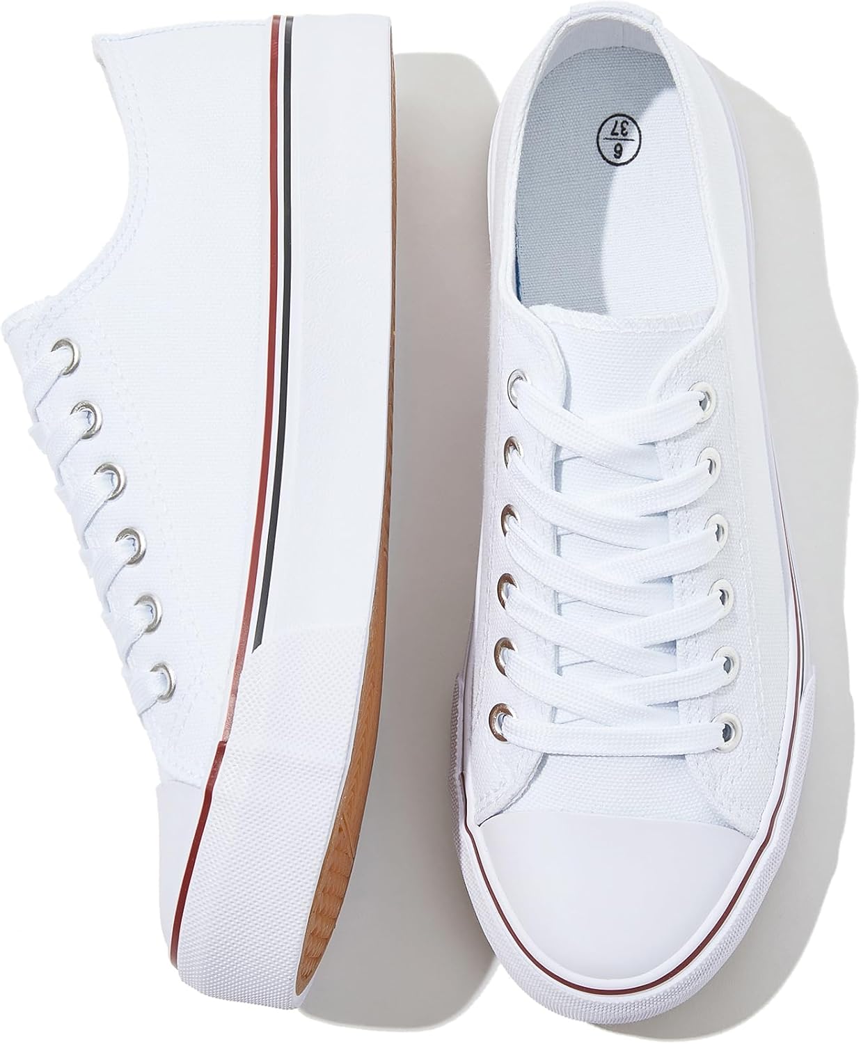 FRACORA Womens White Canvas Sneakers Low Top Lace Up Canvas Shoes Fashion Comfortable FRACORA Womens White Canvas Sneakers Low Top Lace Up Canvas Shoes Fashion Comfortable