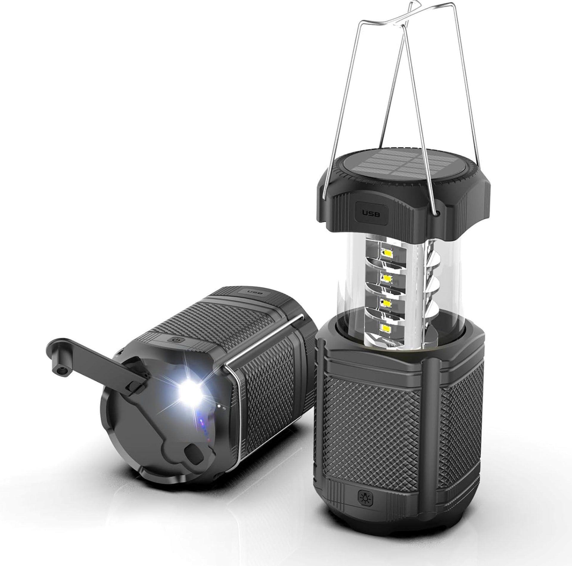 Camping Lantern 5000mAh Solar Hand Crank Telescopic LED Flashlight USB Charger for Power Outages ,Portable Rechargeable Battery Powered Operated Lanterns Lamp, Camping Gear Accessories (Black) Camping Lantern 5000mAh Solar Hand Crank Telescopic LED Flashlight USB Charger for Power Outages ,Portable Rechargeable Battery Powered Operated Lanterns Lamp, Camping Gear Accessories (Black)