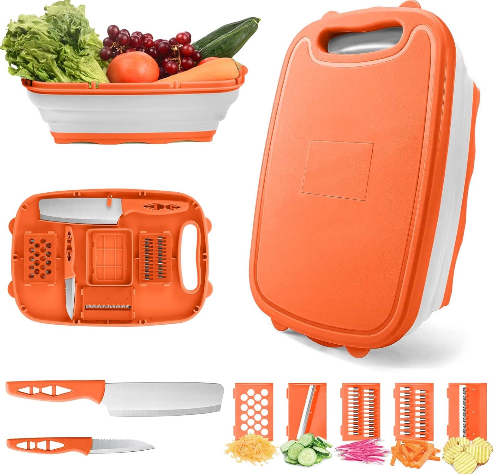 Camping Cutting Board, HI NINGER Collapsible Chopping Board with Colander, 9-In-1 Multi Kitchen Vegetable Washing Basket,Camping Gifts Accessories for RV Campers Camping Cutting Board, HI NINGER Collapsible Chopping Board with Colander, 9-In-1 Multi Kitchen Vegetable Washing Basket,Camping Gifts Accessories for RV Campers