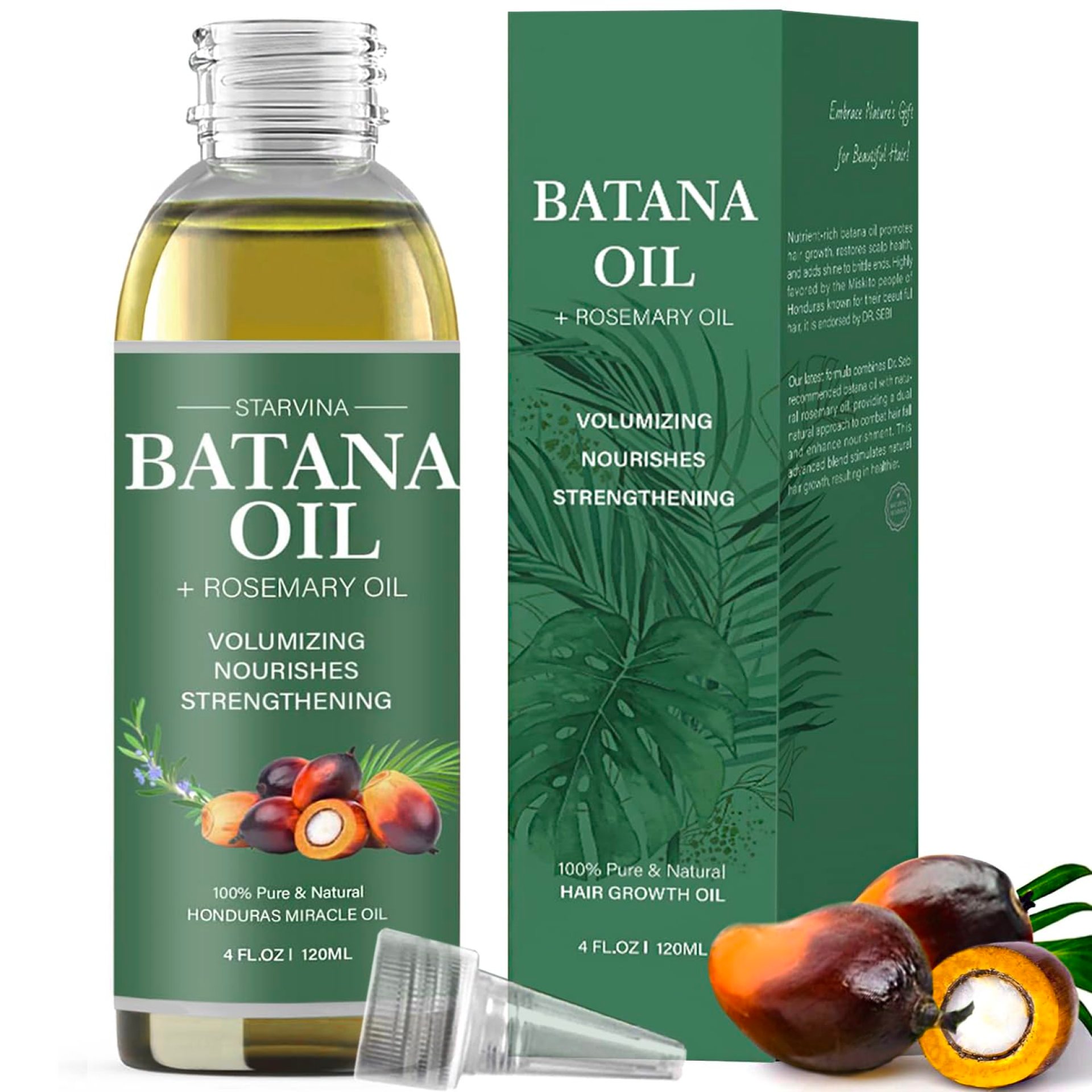 Batana Oil for Hair Growth, Dr Sebi Organic Honduras Batana Oil 100% Pure Natural Cold Pressed Unrefined, Promotes Hair Growth and Thicker, Stronger Hair for Men & Women 4oz Batana Oil for Hair Growth, Dr Sebi Organic Honduras Batana Oil 100% Pure Natural Cold Pressed Unrefined, Promotes Hair Growth and Thicker, Stronger Hair for Men & Women 4oz
