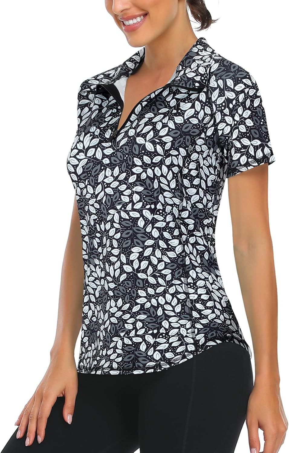 LURANEE Women’s Short Sleeve Moisture Wicking Athletic Shirts Quarter Zip Pullover LURANEE Women’s Short Sleeve Moisture Wicking Athletic Shirts Quarter Zip Pullover