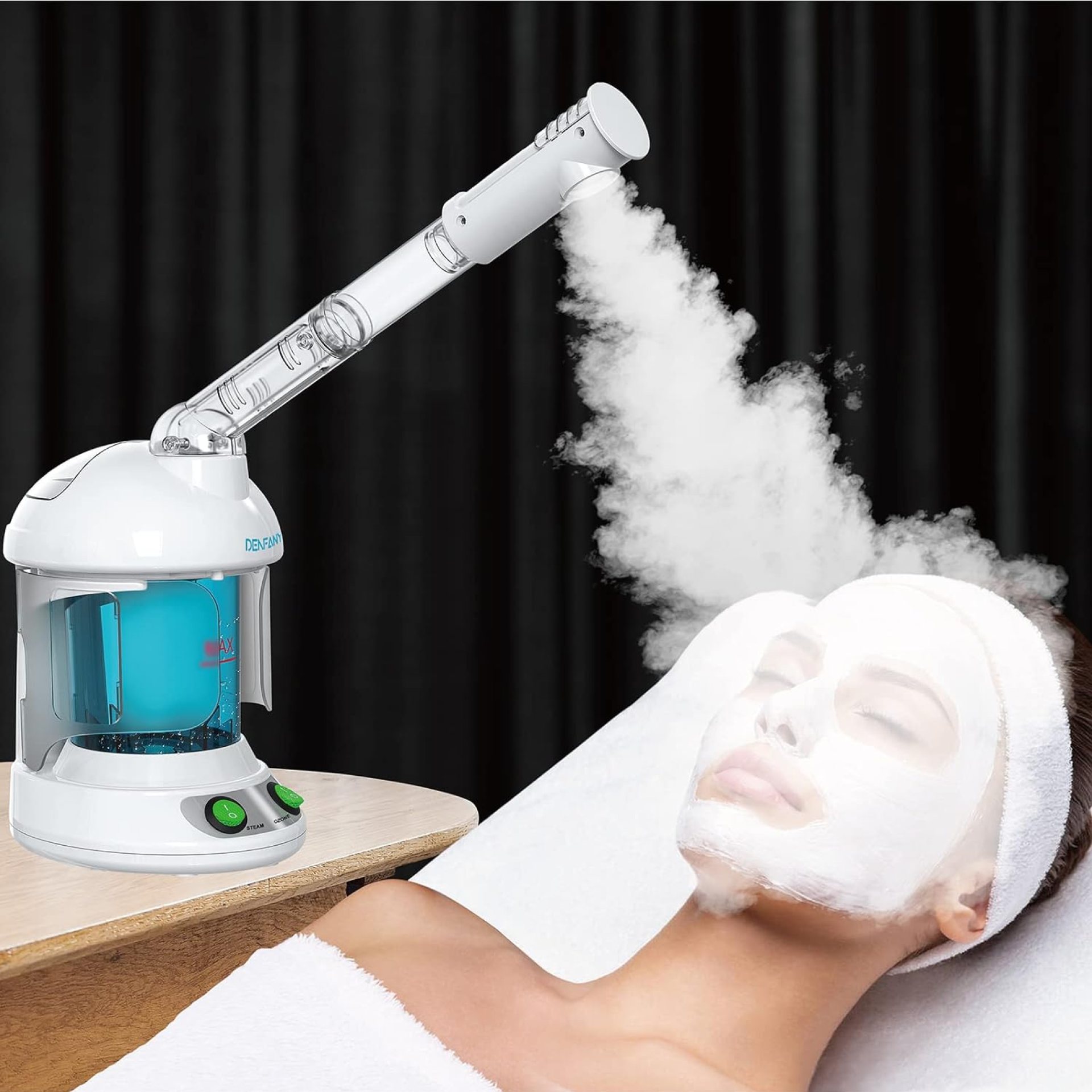 Facial Steamer – DENFANY Nano Ionic Face Steamer with Extendable 360° Rotating Arm – Portable Facial Steamer for Personal Care at Home or Salon (Blue) Facial Steamer – DENFANY Nano Ionic Face Steamer with Extendable 360° Rotating Arm – Portable Facial Steamer for Personal Care at Home or Salon (Blue)