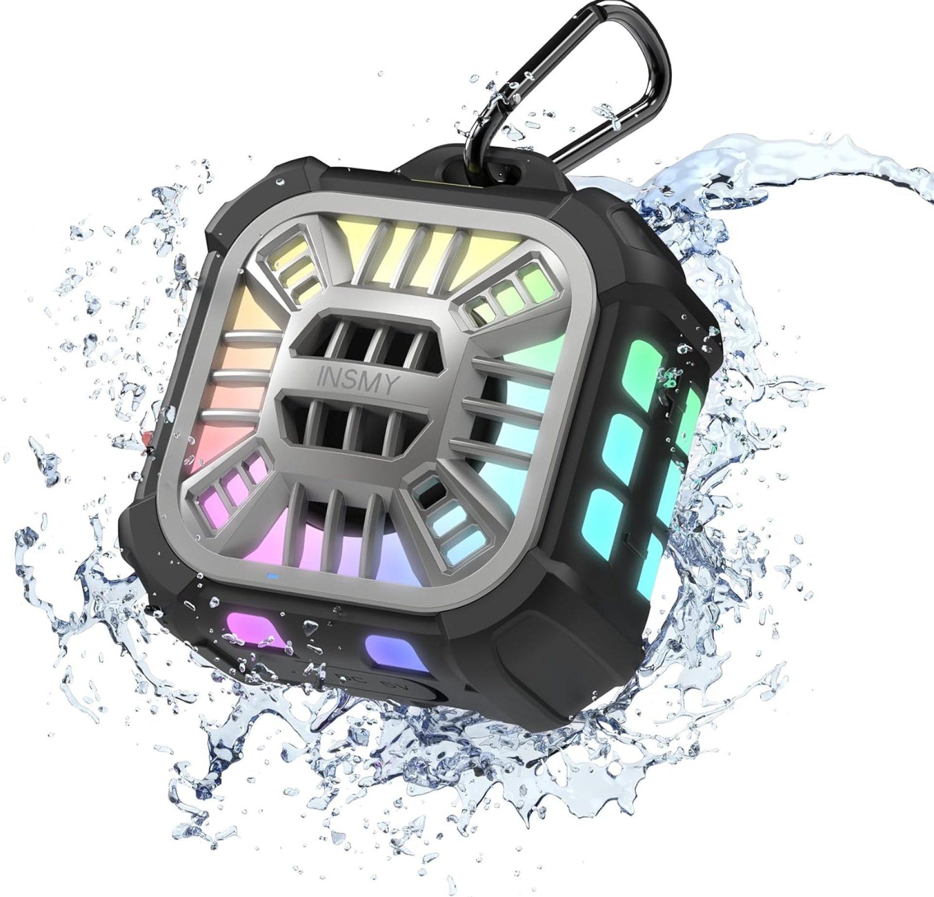 INSMY Shower Bluetooth Speaker, IP67 Waterproof Portable Small Wireless Link Over 100+ Speakers, Big Volume Booming Bass, 24H Playtime/Floatable/RGB Lights for Outdoor/Kayak/Beach/Golf (Black) INSMY Shower Bluetooth Speaker, IP67 Waterproof Portable Small Wireless Link Over 100+ Speakers, Big Volume Booming Bass, 24H Playtime/Floatable/RGB Lights for Outdoor/Kayak/Beach/Golf (Black)