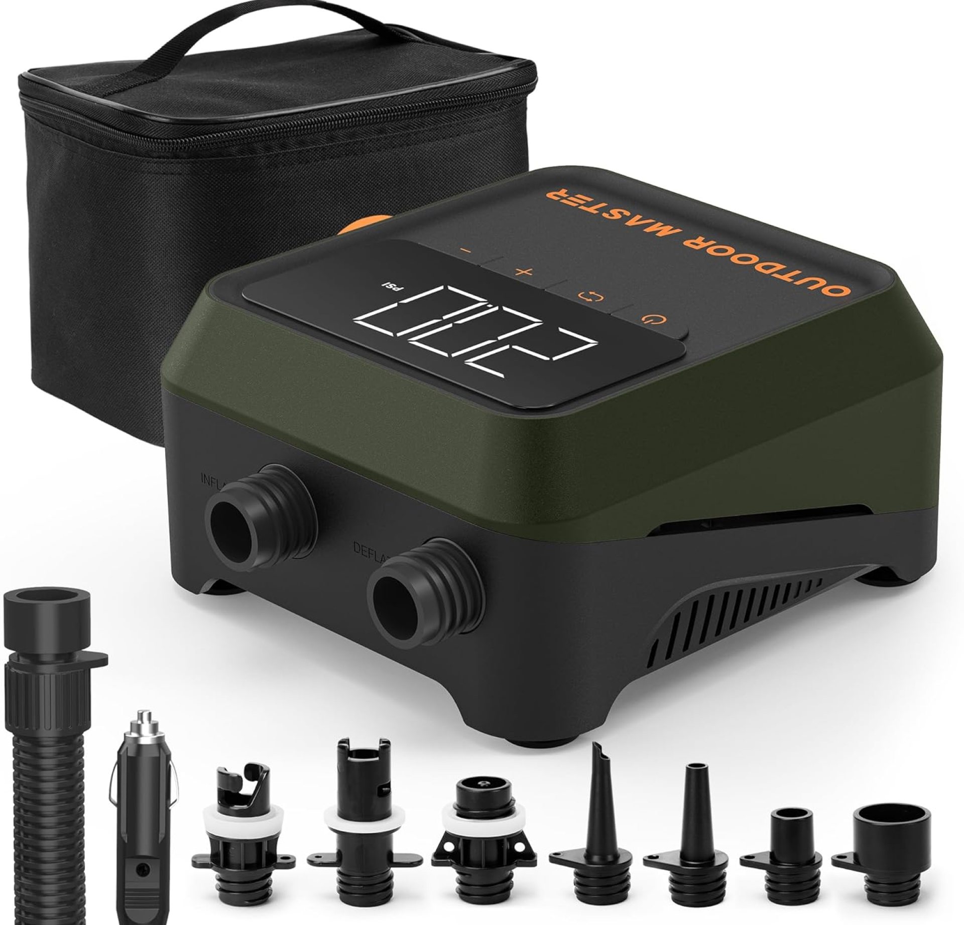 OutdoorMaster The Cachalot 2 Mini Paddle Board Pump, 20PSI High Pressure SUP Air Pump, Intelligent Dual Stage Inflation & Auto-Off, Deflation Function, 12V DC Car Connector for Inflatable SUP Boards OutdoorMaster The Cachalot 2 Mini Paddle Board Pump, 20PSI High Pressure SUP Air Pump, Intelligent Dual Stage Inflation & Auto-Off, Deflation Function, 12V DC Car Connector for Inflatable SUP Boards