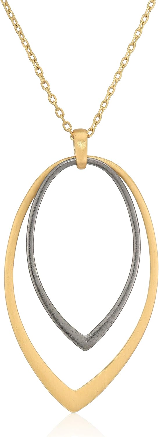 Lucky Brand Women’s Two Tone Teardrop Pendant Necklace, Two Tone, One Size Lucky Brand Women’s Two Tone Teardrop Pendant Necklace, Two Tone, One Size