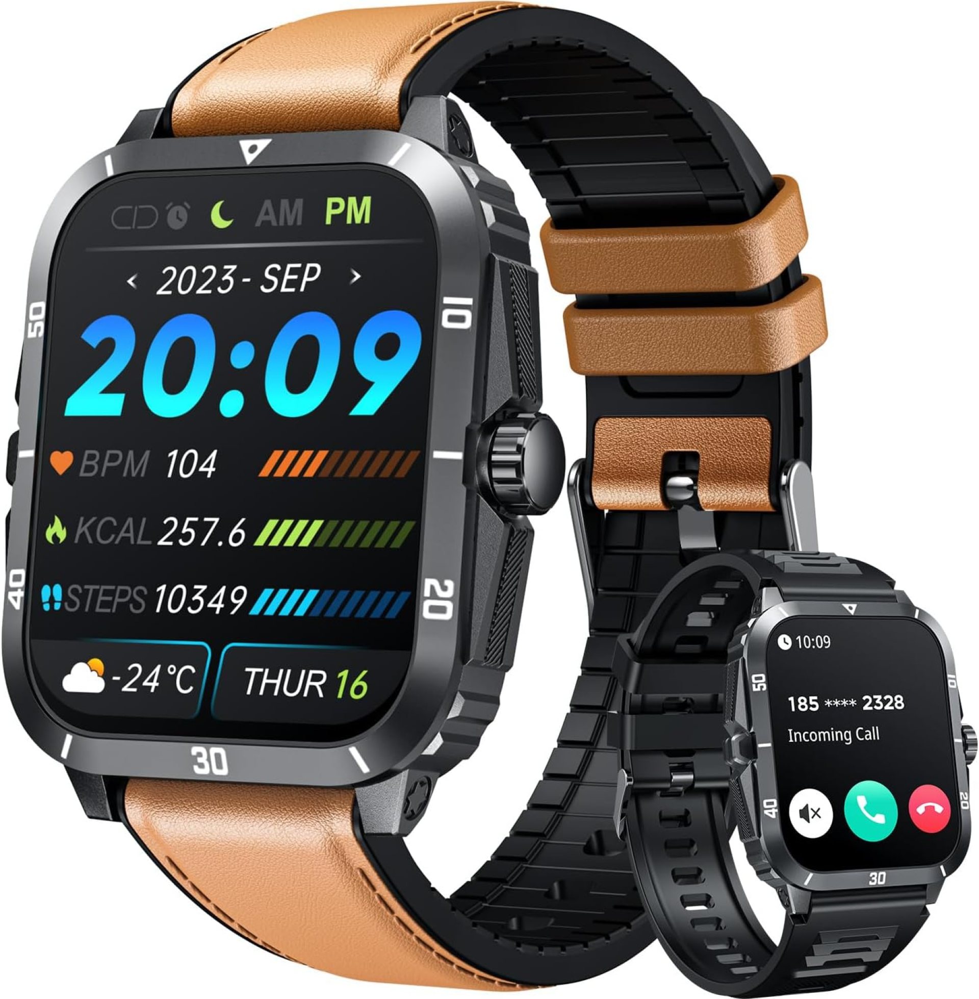 Smartwatch for Men Fitness Smart Watch: 2.0 inch Brown Watch with Bluetooth Call Answer – Android iOS Compatible Military 3ATM Waterproof 100+ Sports Digital Activity Tracker Heart Rate Sleep Monitor Smartwatch for Men Fitness Smart Watch: 2.0 inch Brown Watch with Bluetooth Call Answer – Android iOS Compatible Military 3ATM Waterproof 100+ Sports Digital Activity Tracker Heart Rate Sleep Monitor