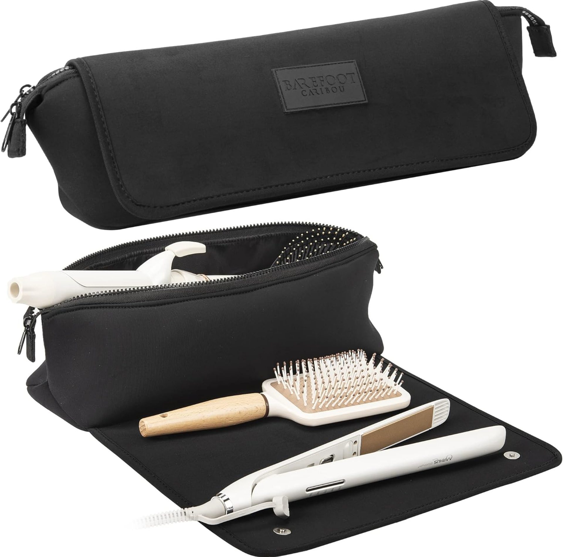 Hair Tools Travel Bag and Heat Resistant Mat for Flat Irons, Straighteners, Curling Iron, and Haircare Accessories, 2-in-1 design, with Interior Pockets, Portable Organizer Hair Tools Travel Bag and Heat Resistant Mat for Flat Irons, Straighteners, Curling Iron, and Haircare Accessories, 2-in-1 design, with Interior Pockets, Portable Organizer