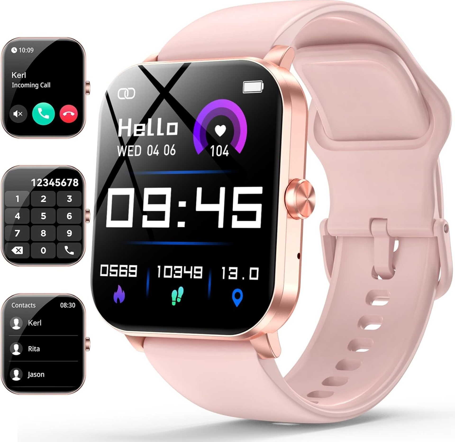 Smart Watch, 1.85″ Smartwatch for Men Women (Answer/Make Call), Heart Rate, Sleep Monitor, Pedometer, Spo2, Activity Tracker, IP68 Waterproof Fitness Watch for Android iOS (Rose Gold) Smart Watch, 1.85″ Smartwatch for Men Women (Answer/Make Call), Heart Rate, Sleep Monitor, Pedometer, Spo2, Activity Tracker, IP68 Waterproof Fitness Watch for Android iOS (Rose Gold)