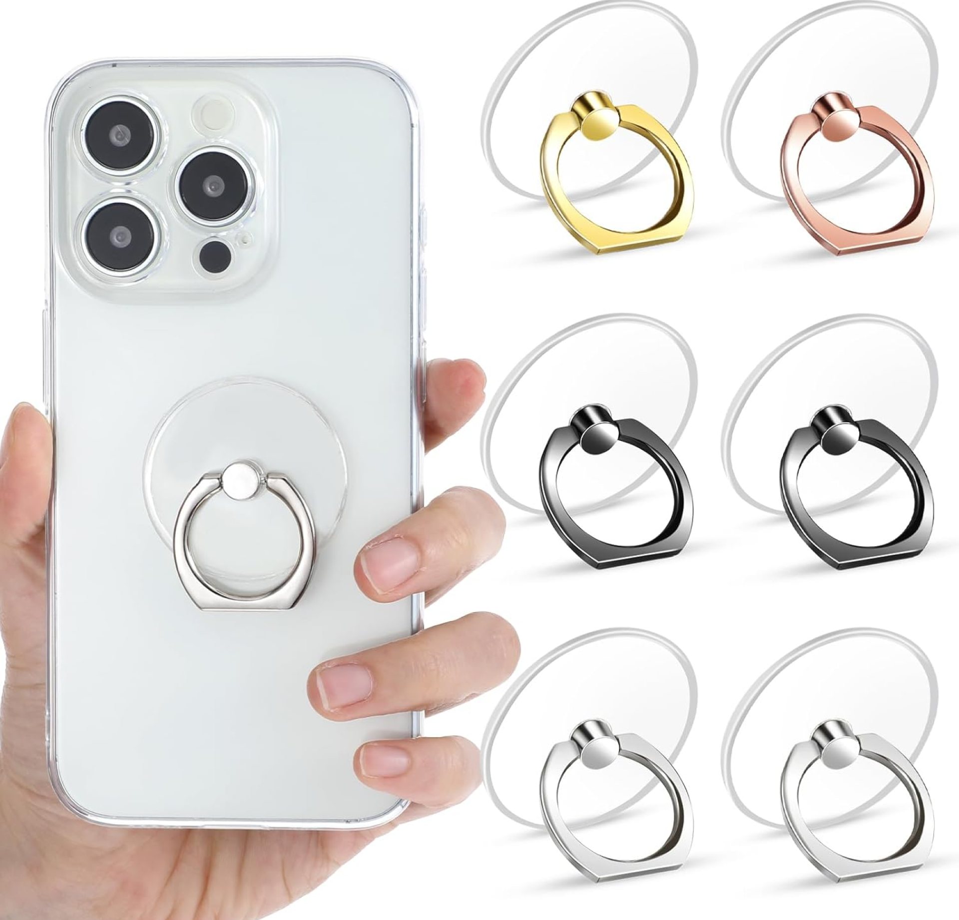 6 Pack Cell Phone Ring Holder Transparent Phone Ring Holder Grip 360 Degree Rotation Ring Holder for Phone Case Cell Phone Tablet Case Accessories 6 Pack Cell Phone Ring Holder Transparent Phone Ring Holder Grip 360 Degree Rotation Ring Holder for Phone Case Cell Phone Tablet Case Accessories