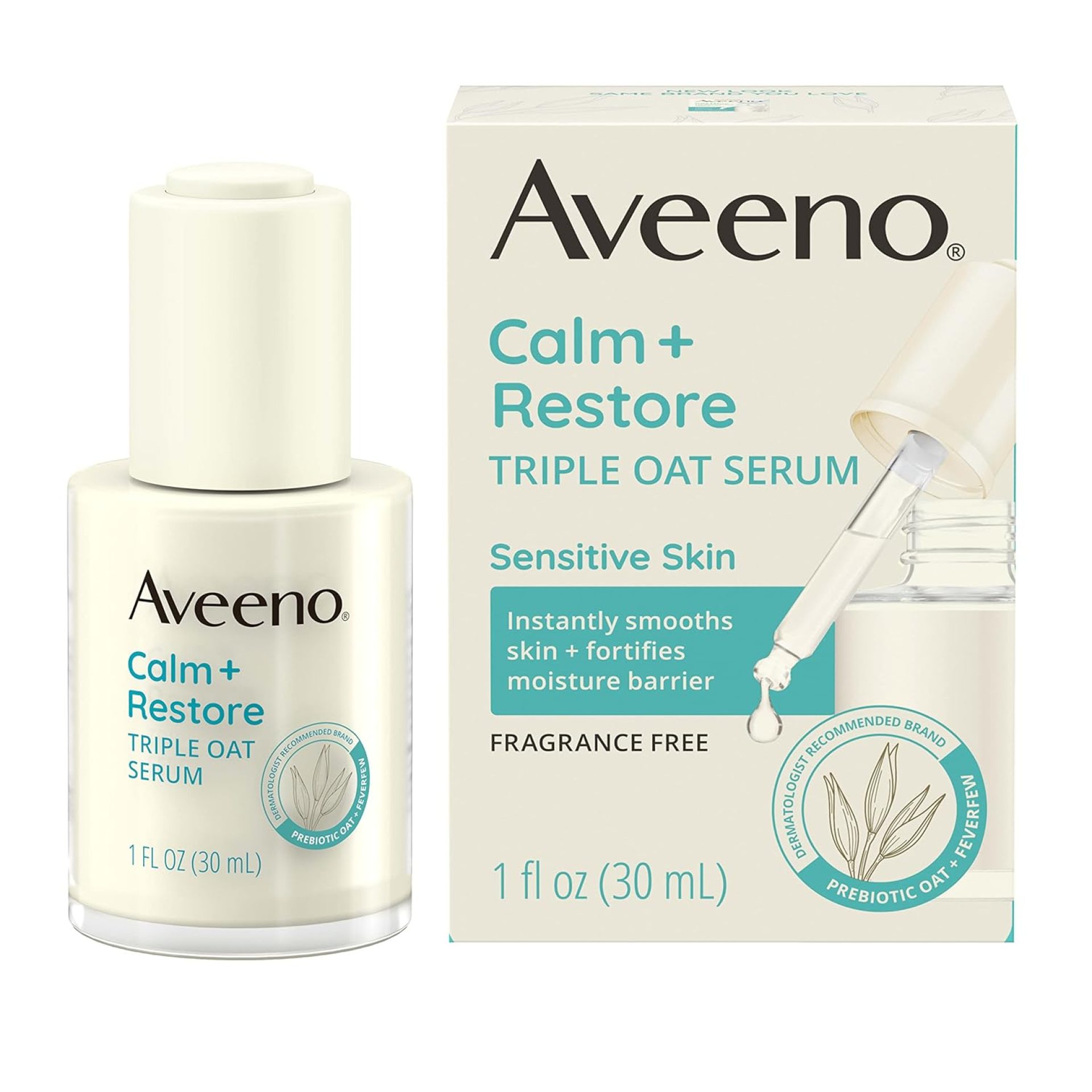 Aveeno Calm + Restore Triple Oat Hydrating Face Serum for Sensitive Skin, Gentle, Lightweight Facial Serum Instantly Smooths Skin, Fast-Absorbing, Hypoallergenic & Fragrance-Free, 1 fl. oz Aveeno Calm + Restore Triple Oat Hydrating Face Serum for Sensitive Skin, Gentle, Lightweight Facial Serum Instantly Smooths Skin, Fast-Absorbing, Hypoallergenic & Fragrance-Free, 1 fl. oz