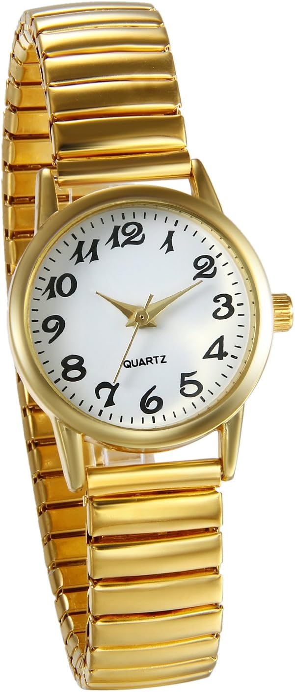 JewelryWe Women’s Ultra Thin Easy Reader Watch with Elastic Strap Golden/Silver Tone Stretch Band Watches JewelryWe Women’s Ultra Thin Easy Reader Watch with Elastic Strap Golden/Silver Tone Stretch Band Watches