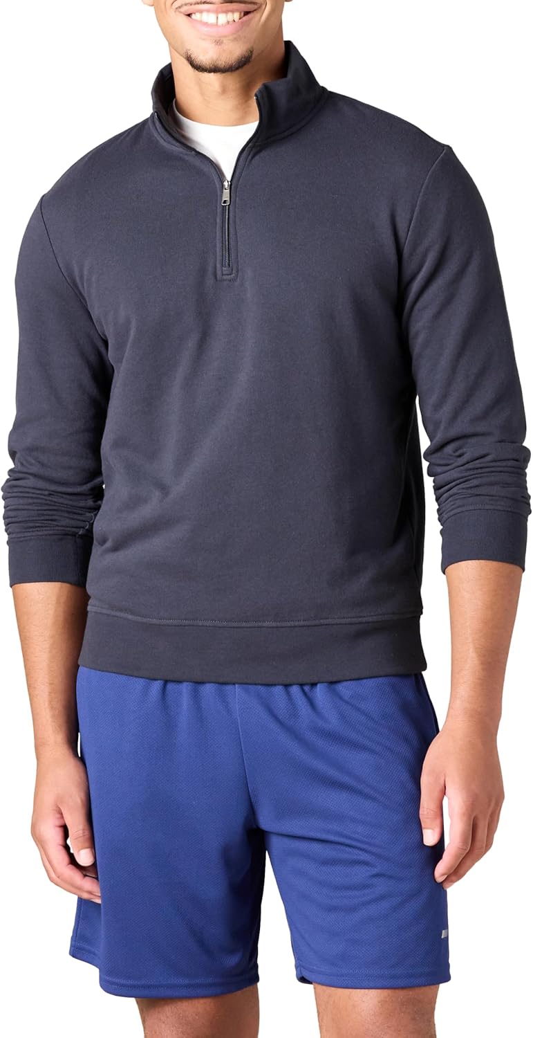 Amazon Essentials Men’s Sweatshirt, Lightweight French Terry Quarter-Zip Mock Neck Amazon Essentials Men’s Sweatshirt, Lightweight French Terry Quarter-Zip Mock Neck