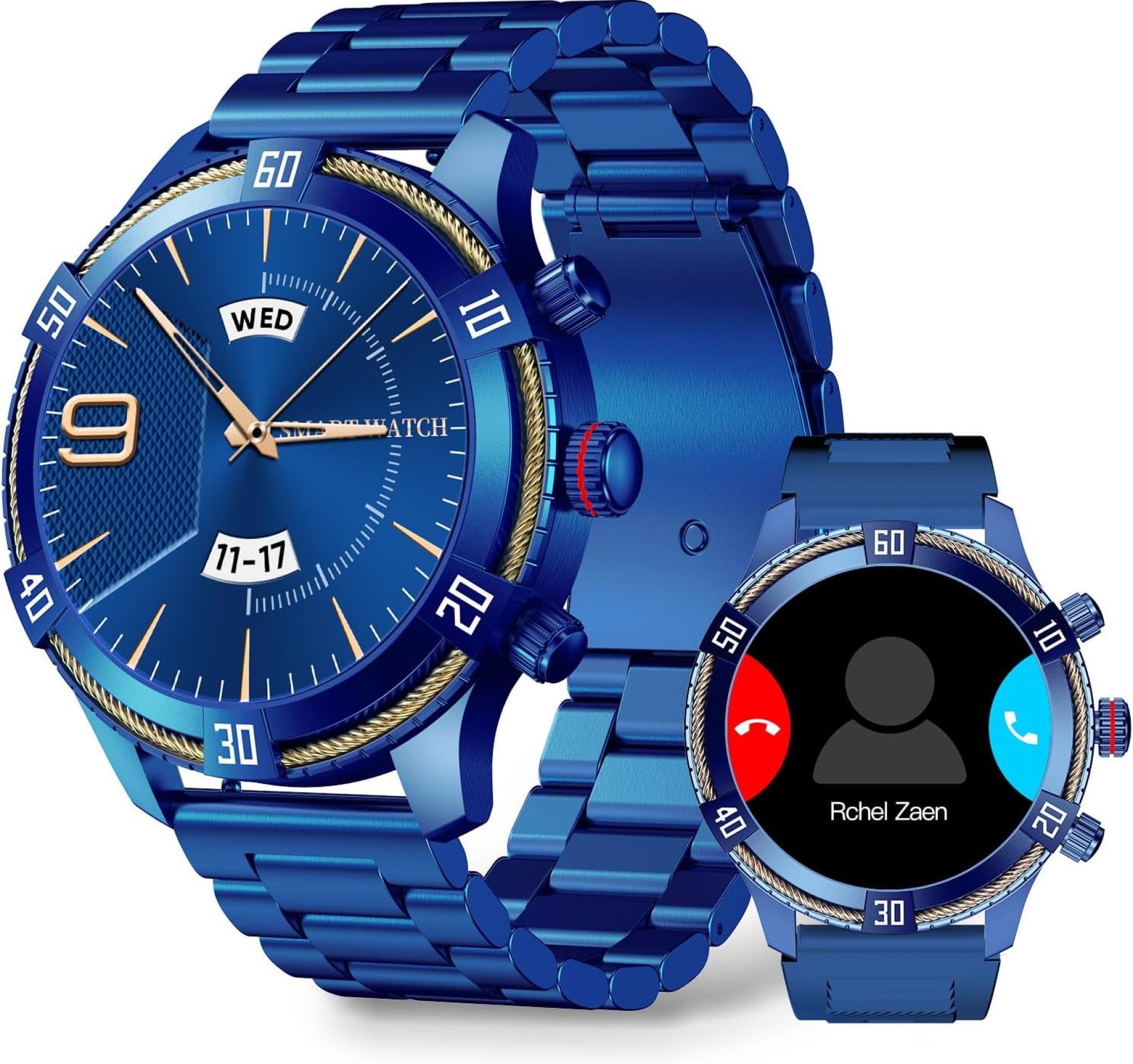 Smart Watch for Men Bluetooth Answer/Make Call, 1.43″ AMOLED Display Luxury Smartwatch, Fitness Tracker with 100+ Sport Modes, Heart Rate/Sleep Monitor for iOS Android, 2 Watch Bands (Blue) Smart Watch for Men Bluetooth Answer/Make Call, 1.43″ AMOLED Display Luxury Smartwatch, Fitness Tracker with 100+ Sport Modes, Heart Rate/Sleep Monitor for iOS Android, 2 Watch Bands (Blue)