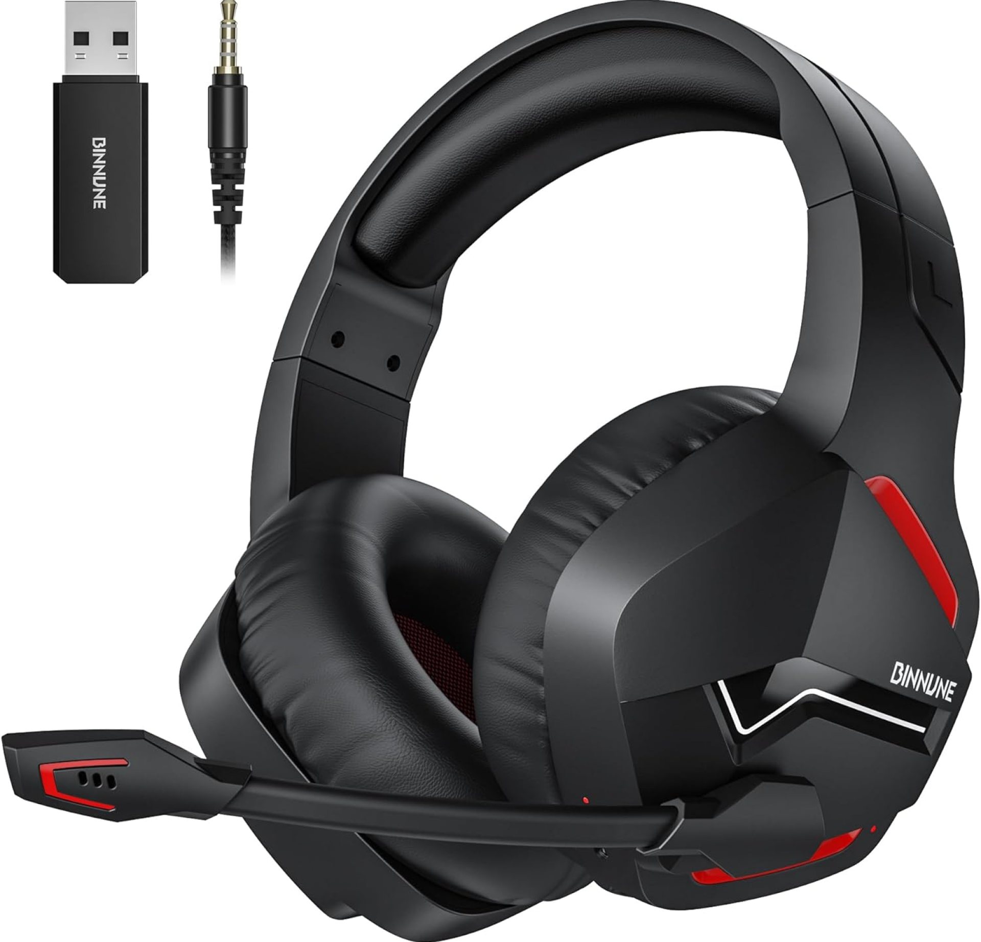 BINNUNE Wireless Gaming Headset with Microphone for PC PS4 PS5, 2.4G Wireless Bluetooth USB Gamer Headphones with Mic for Laptop Computer BINNUNE Wireless Gaming Headset with Microphone for PC PS4 PS5, 2.4G Wireless Bluetooth USB Gamer Headphones with Mic for Laptop Computer